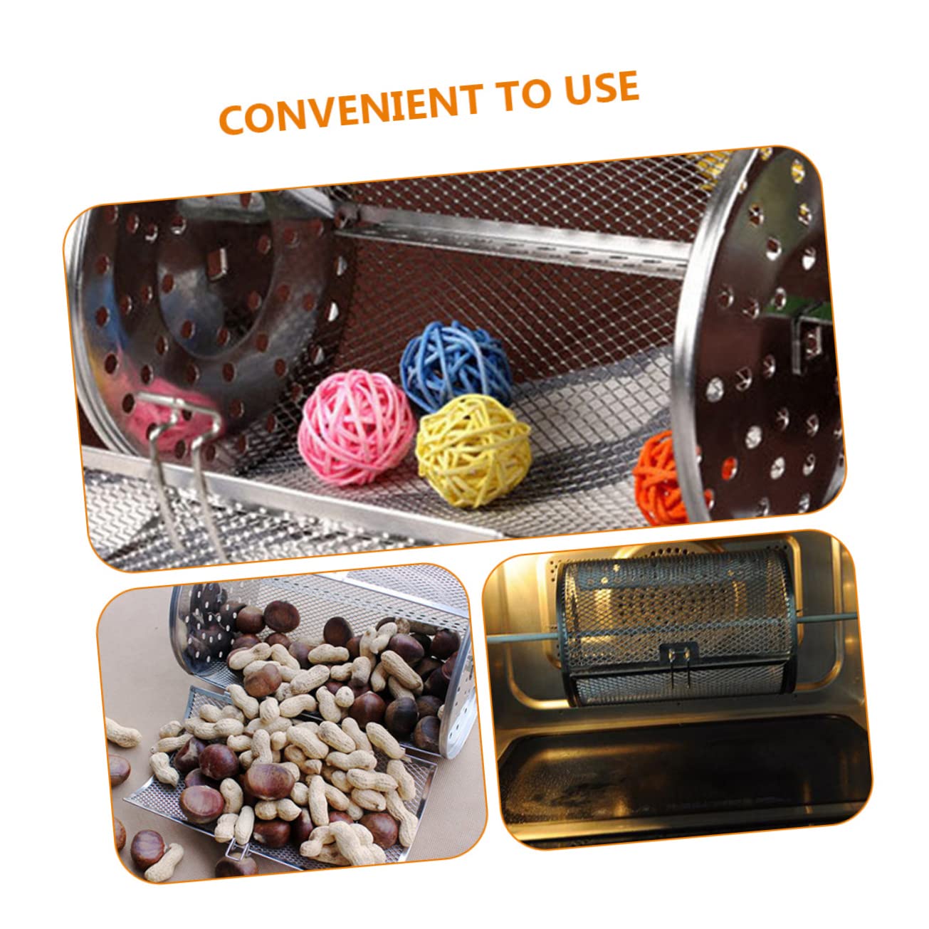 Mikikit Grill Basket Set Rotisserie Grill Roaster Oven Cage Cylindrical Rotisserie Rack Food-grade Stainless Steel