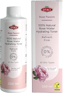 OTACI Rose Passion Hydrating Facial Toner - 100% Natural Bulgarian Rose Water for Sensitive & Dry Skin, Pore-Refining & pH-Balancing, Alcohol-Free & Vegan, 8.45 Fl Oz