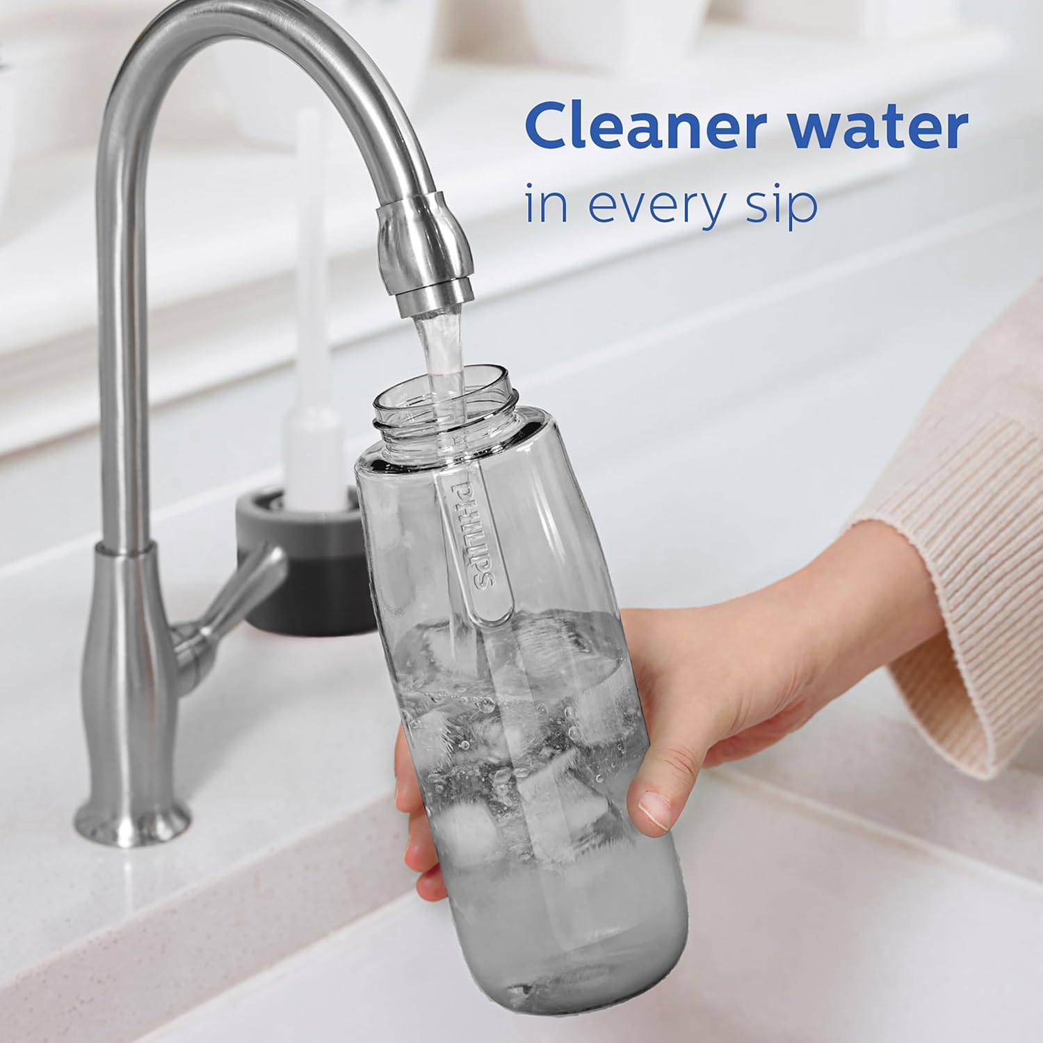 PHILIPS Filtered Water Bottle, BPA-Free Tritan Plastic Water Bottles, Replaces 450 Plastic Water Bottle with Reusable GoZero Everyday Water Filter, Portable Filtering Bottle for Travel, 36oz, Grey - Image 6