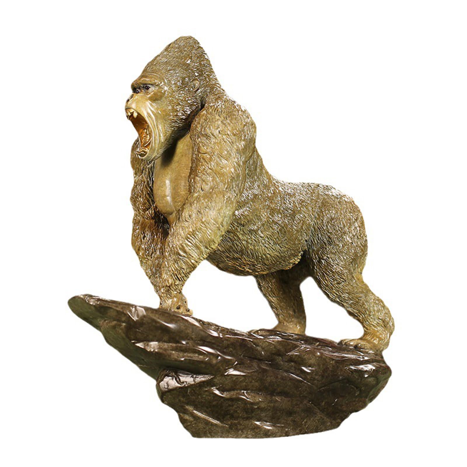 Hhhxkkuu Solid Brass Gorilla Statue Roaring King Kong Sculpture