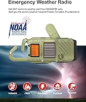 Vista 2 de Emergency Weather Radio Walkie Talkies for Adults - NOAA/FM Weather Alert with Solar Hand Crank & USB Charging, 22-Channel Range 10 Miles Two-Way