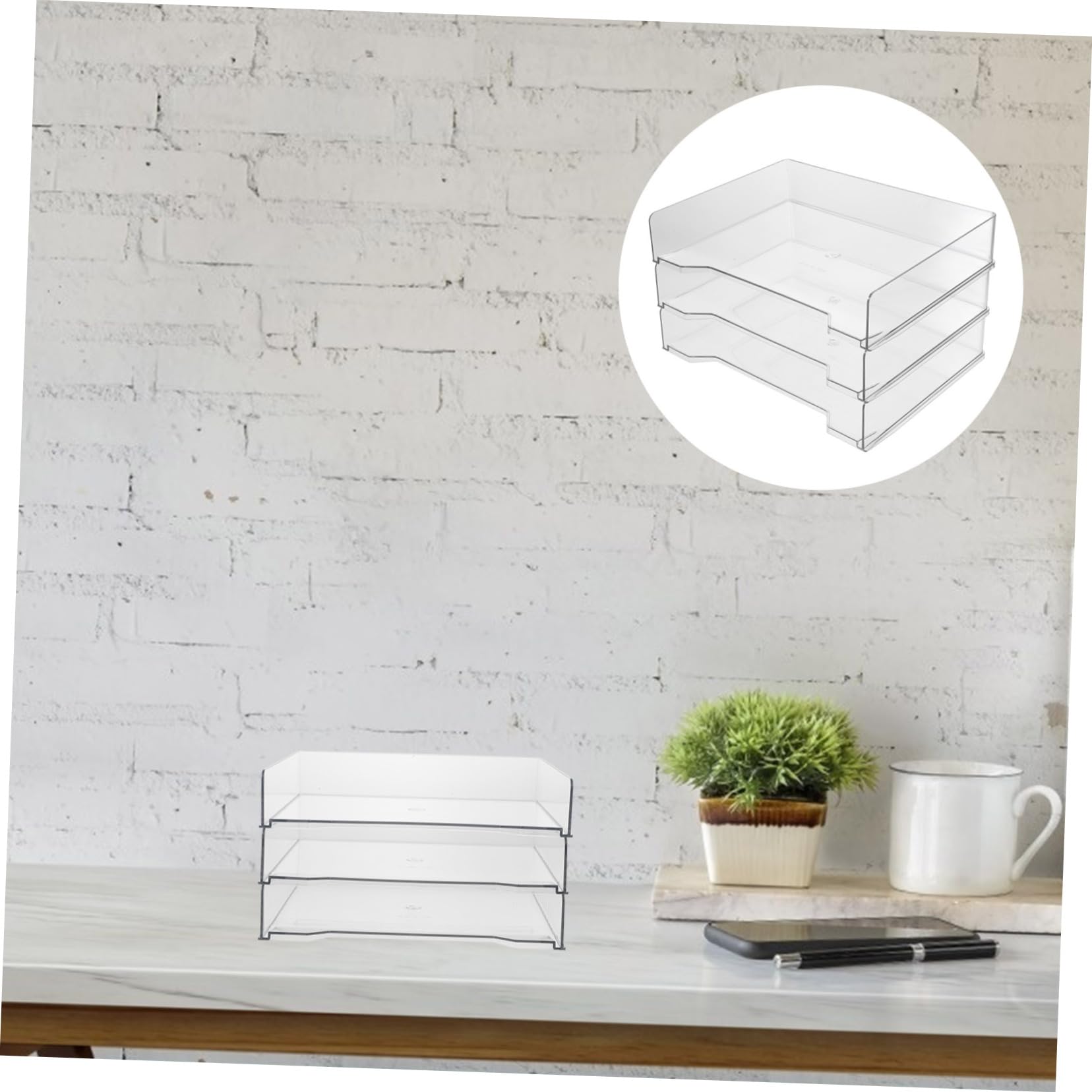 Set di 3 scatole portaoggetti per documenti, scrivanie e accessori per scrivania da ufficio, elegante scatola per archiviazione efficiente dello spazio di lavoro