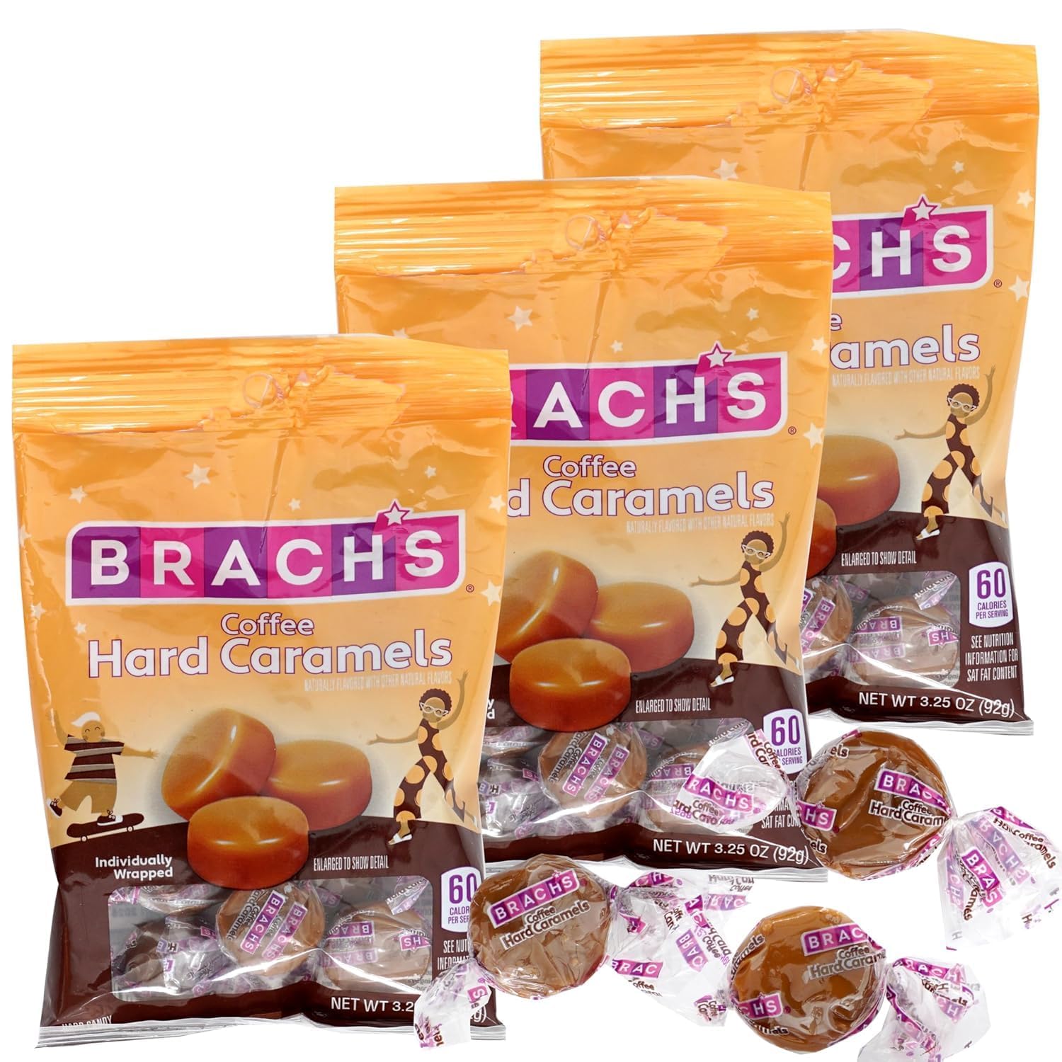 Butter Nips Candy Creamy Caramel Hard Candy 3.25 Ounce Peg Bag Pack of 3 Individually Wrapped Nostalgic Treats (Coffee(Pack of 6))