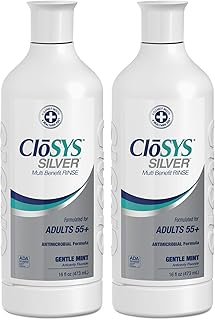 Sponsored Ad - CloSYS Silver Fluoride Mouthwash, 16 Ounce (Pack of 2), Gentle Mint, for Adults 55+, Alcohol Free, Dye Fre...