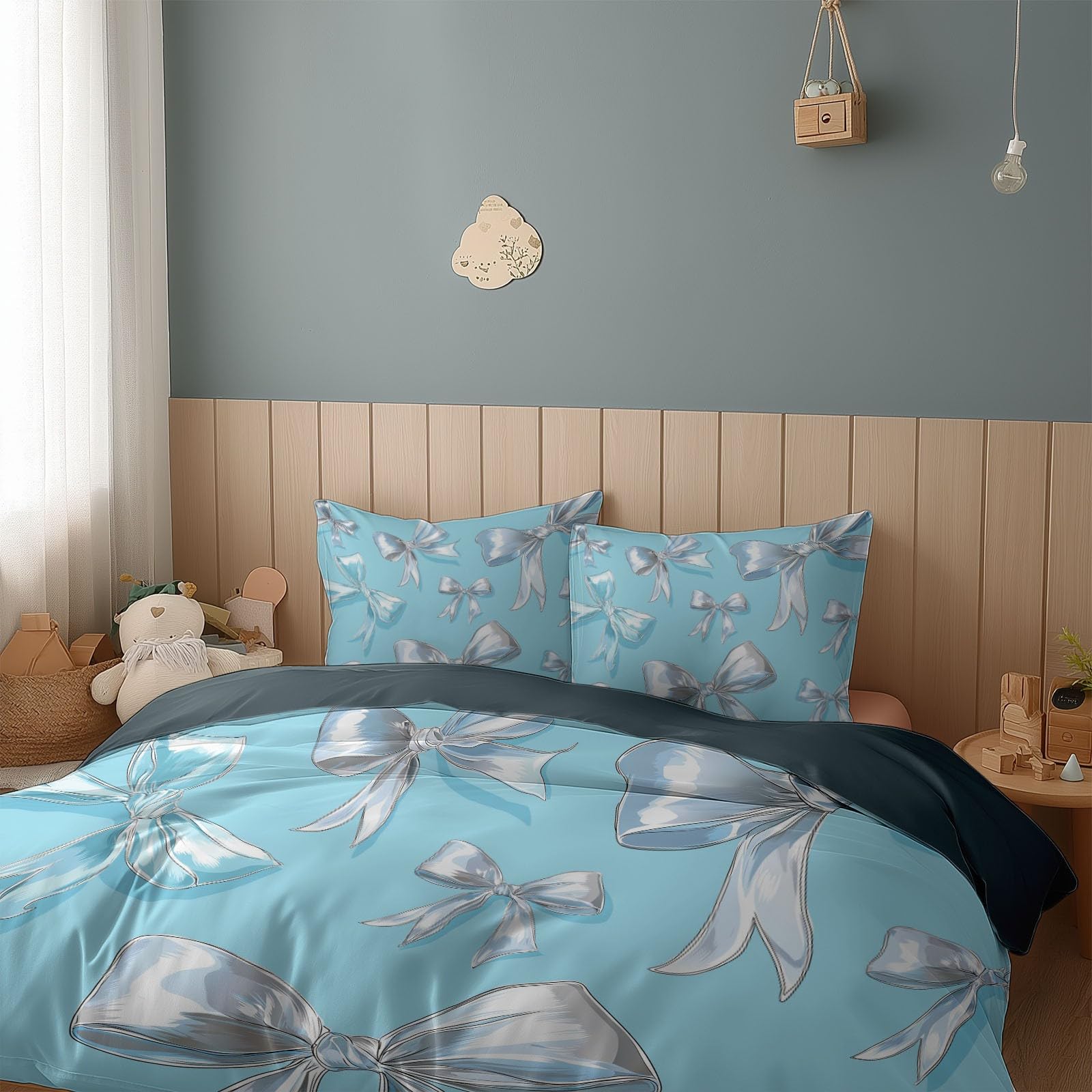 Nowoczesna, elegancka pościel 180 x 200 cm i 2 poszewki na poduszki, z zamkiem błyskawicznym, satynowa wstążka, szara, poszewka na kołdrę z mikrofibry, nie wymaga prasowania i przyjazna dla skóry, dla