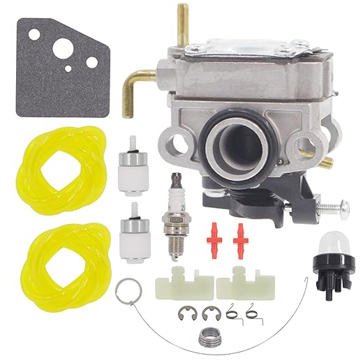 Chacarbtu 753-08323 Carburetor & AC04122 Fuel Line Kit for Troy-Bilt TB6044XP TB685EC TB635EC TB685EC 4 Cycle String Trimmer with 753-08319 Primer Bulb
