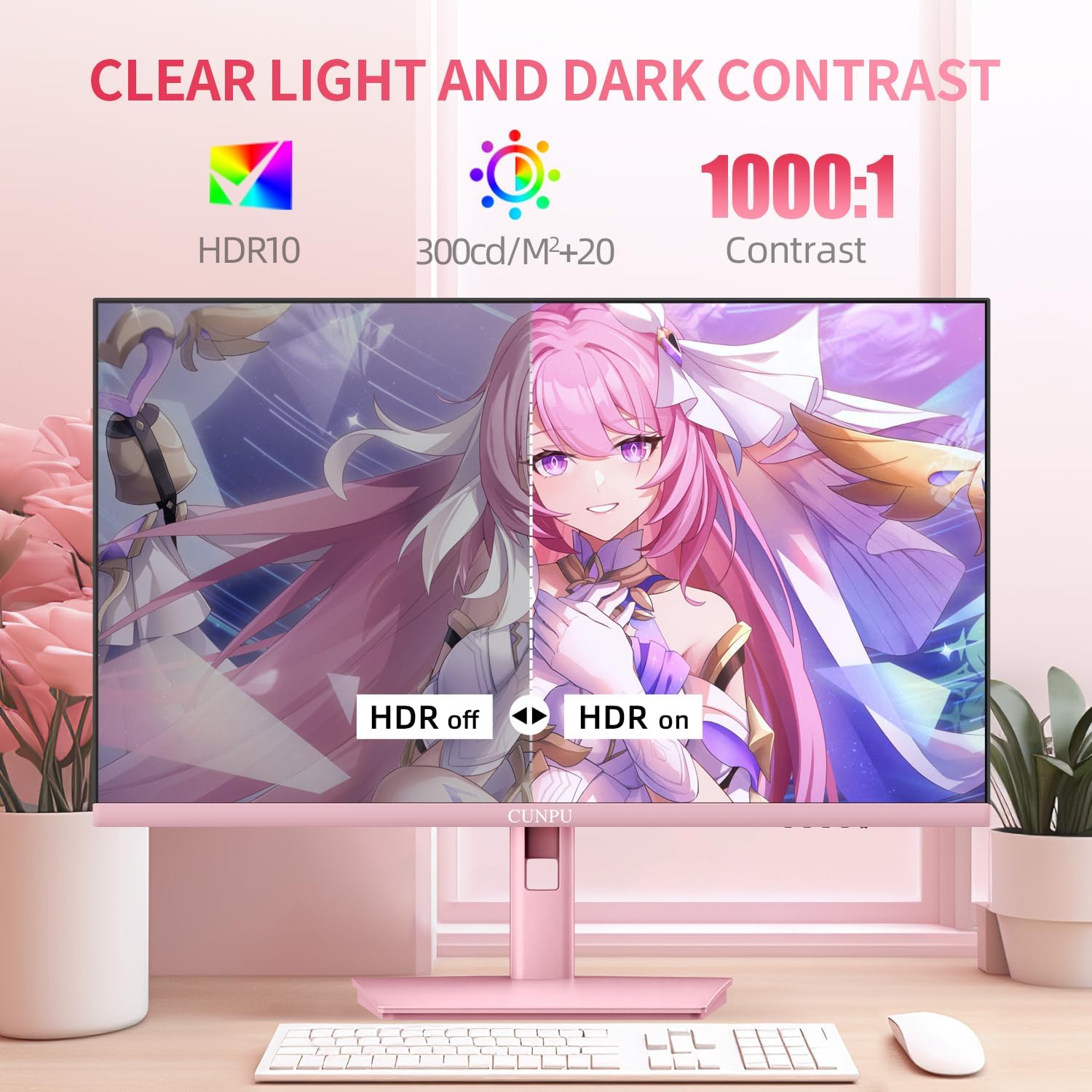 Amazon.co.jp: CUNPU 27インチ パステルピンク ゲーミングモニター QHD