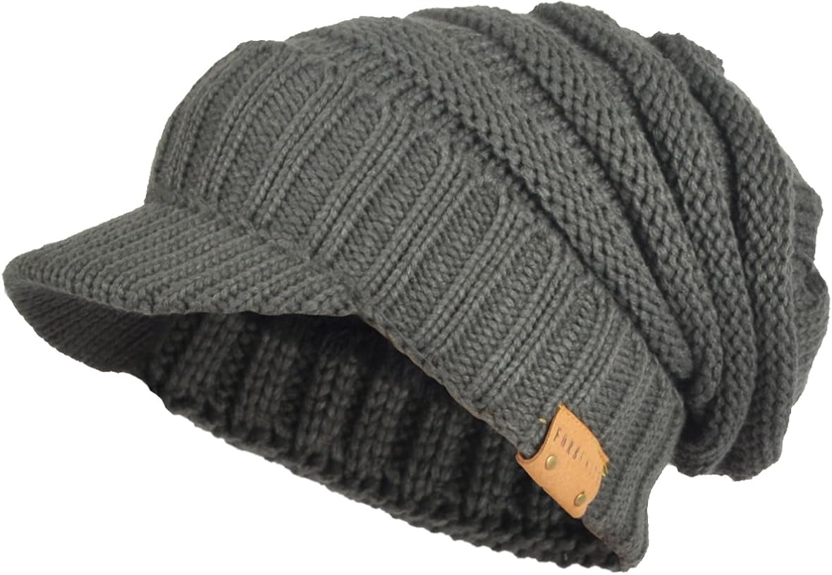 Gorro de punto con forro polar grueso para hombre y mujer, con visera