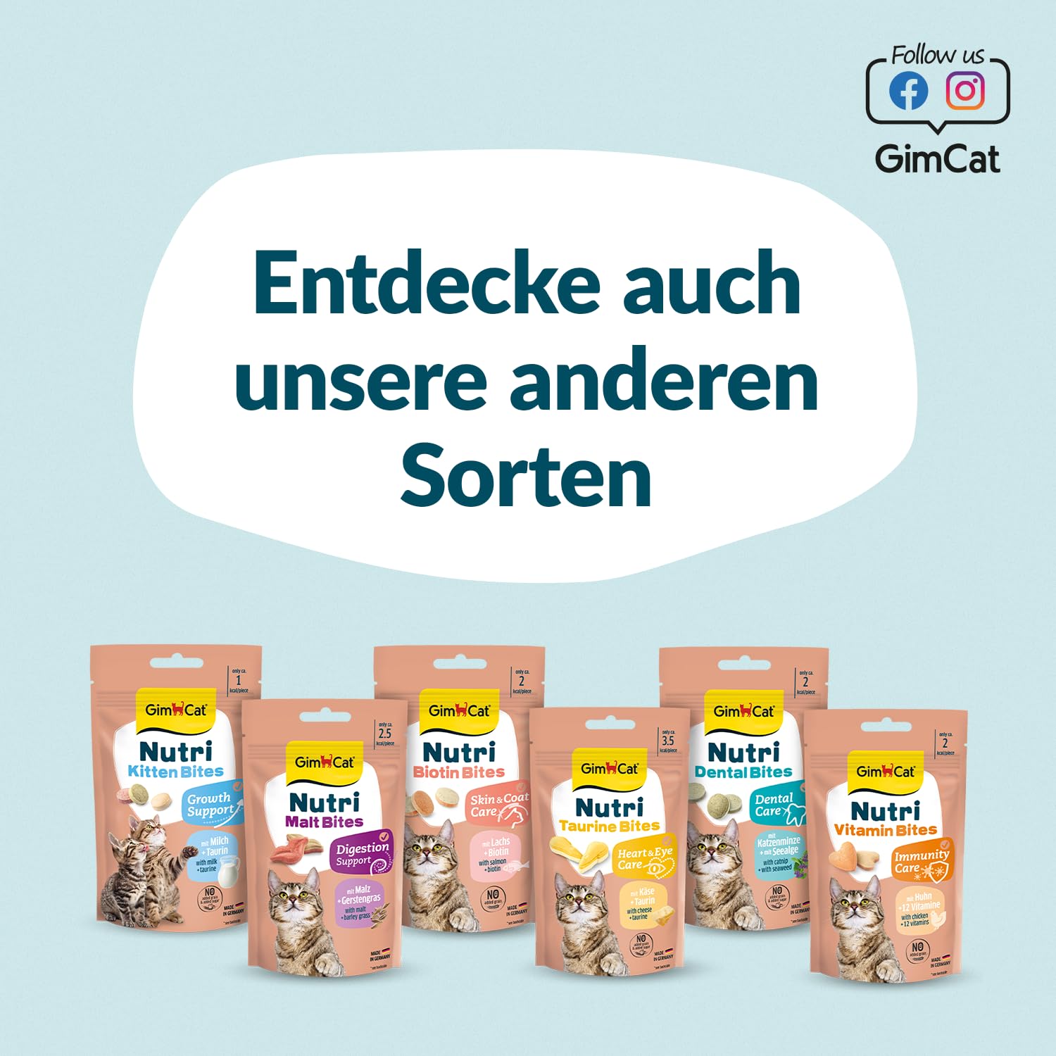 GimCat Nutri Dental Bites – Delicioso Aperitivo con una Receta específica para el Bienestar de tu Gato – 1 Bolsa (1 x 40 g)