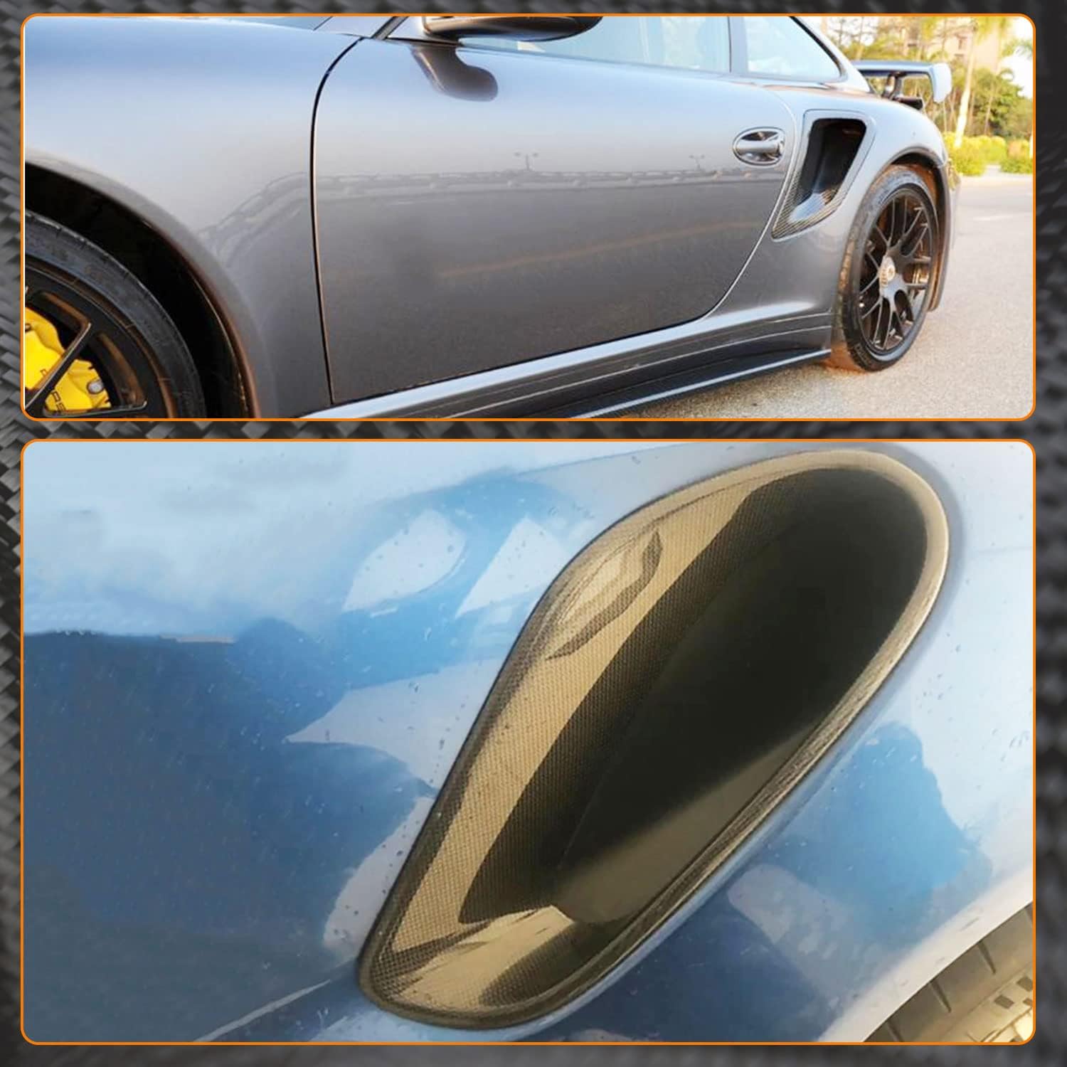 Dry Carbon Fiber Side Fender Vent Trims Fits for Porsche 911 991 Turbo S 2-Door 2014-2016 Side Air Intake Scoops Vent Cover