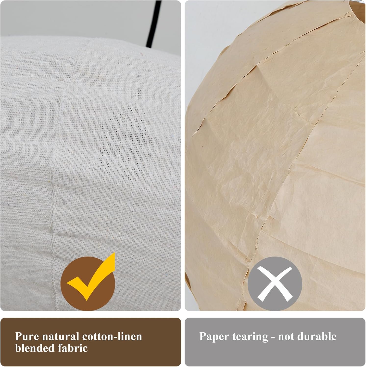 20X10inch Large Hanging Beige Lamp Shade Round Linen Pendant Lamp Shade Minimalist Can replace Hanging Lampshade Paper Lanterns Handmade Fabric Linen Lantern Lights Covers for Living Room Bedrooms