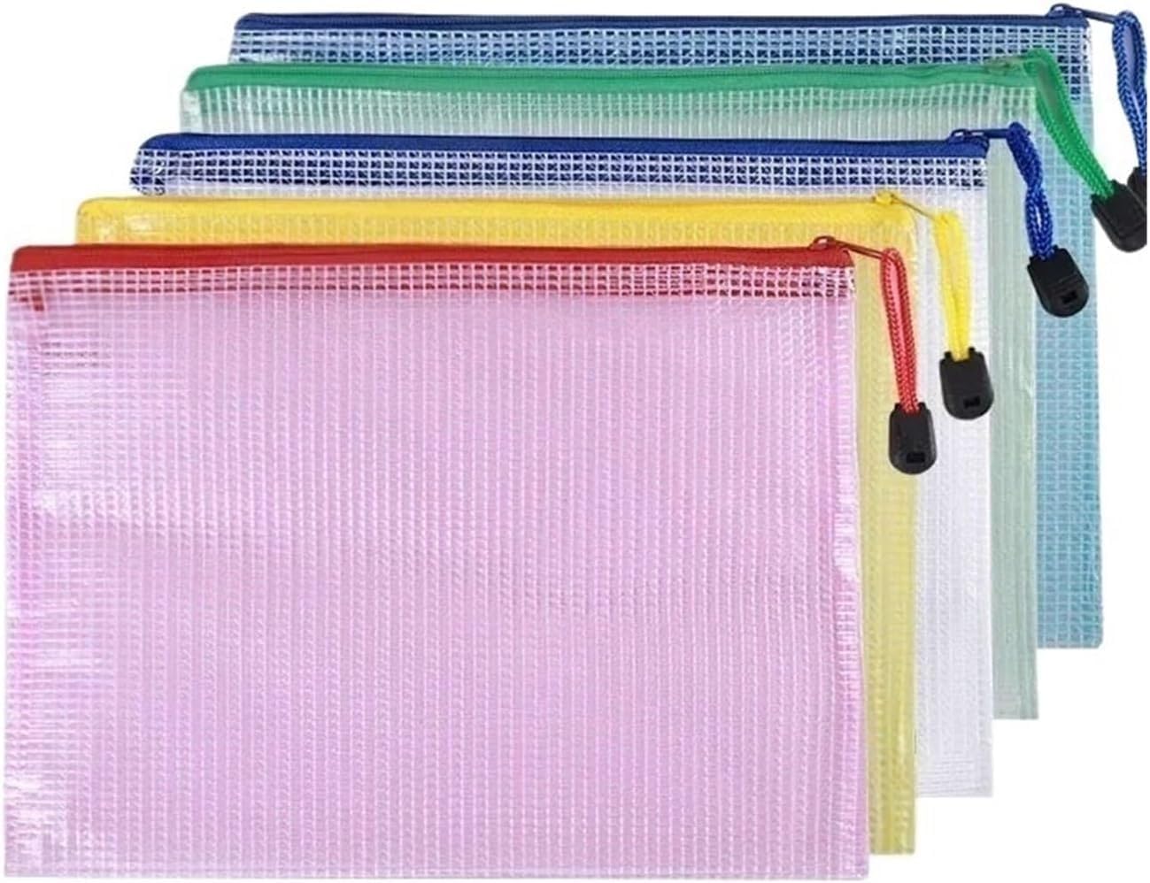 Borse con zip a rete Borsa con cerniera in rete 5 pezzi A4 A5 A6 Borsa for documenti Cartella portaoggetti for cancelleria Cartella con cerniera in rete Cartelle portadocumenti con cerniera Forniture