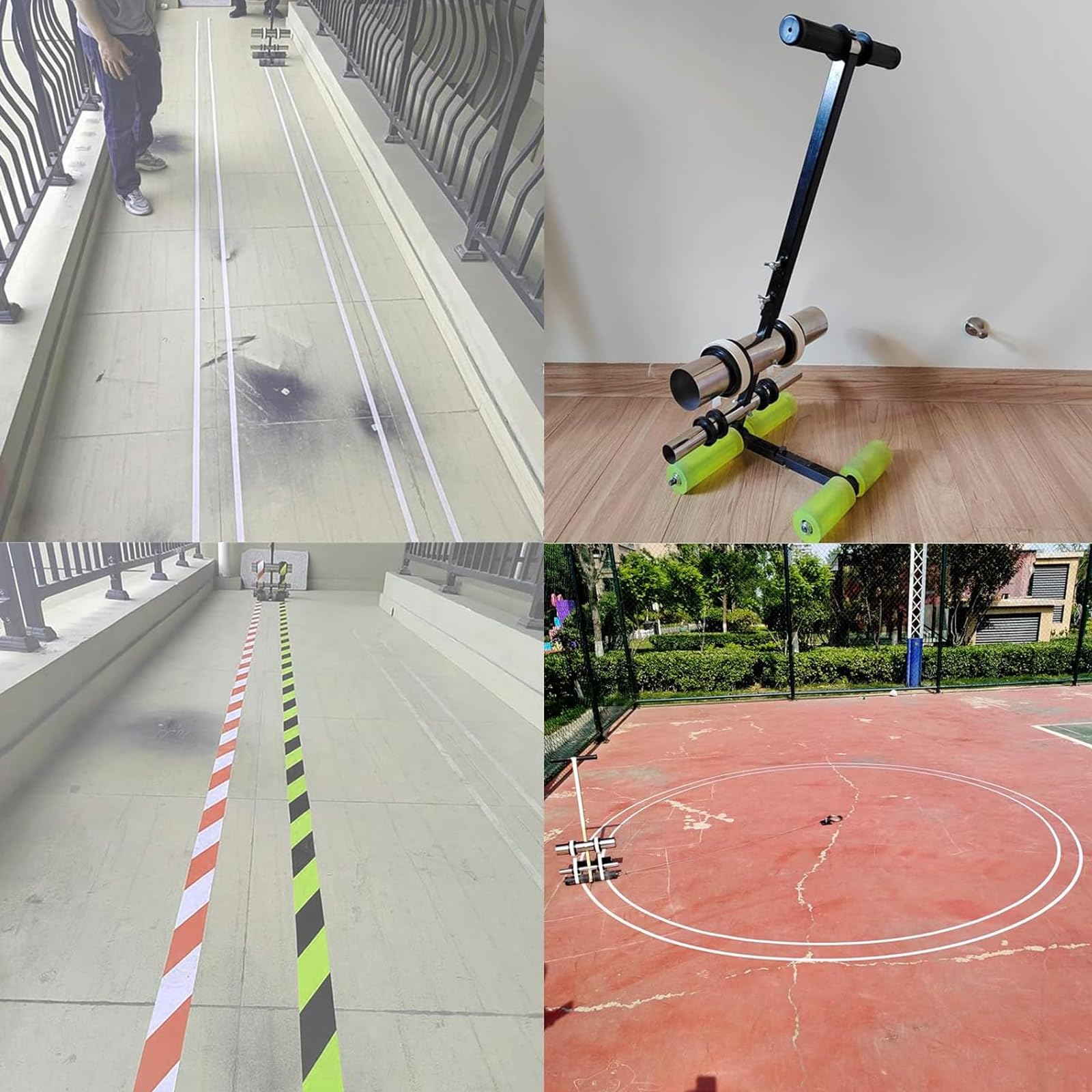 Kit de marcado de cancha de baloncesto, aplicador manual de cinta de suelo, asfalto o hormigón, uso portátil con herramienta de dibujo circular, para marcar líneas/pintura en aerosol, canchas