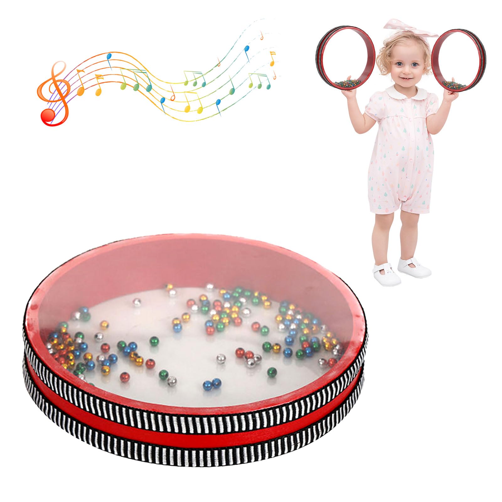 Tamburo per oceano, 20 cm, con sfere in acciaio, strumenti musicali, per bambini, adulti