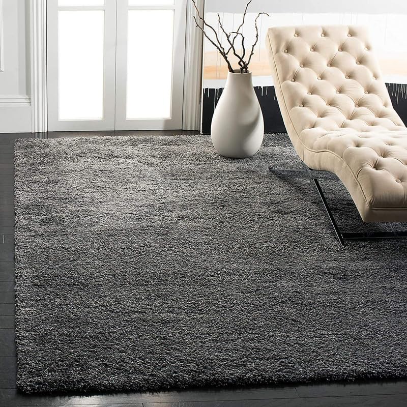 Image of Polyester Fluffy Fur Rugs & Modern Shaggy Floor Carpets for Living Room,Sofa Area,Hall,Kids Room,Guest Room | Elegent Bedside Runners for Besdroom(5X8 feet Grey)