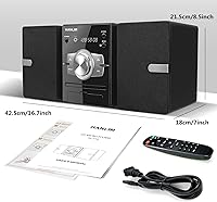 Vista 7 de Sistema de estéreo para el hogar con reproductor de CD, radio FM, Bluetooth, entrada AUX, entrada USB, conector para auriculares, control remoto