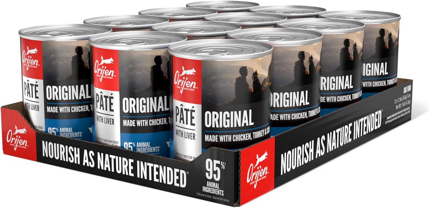 ORIJEN Pate Wet Dog Food Original Recipe with Liver 12.8oz Cans (12 Count)