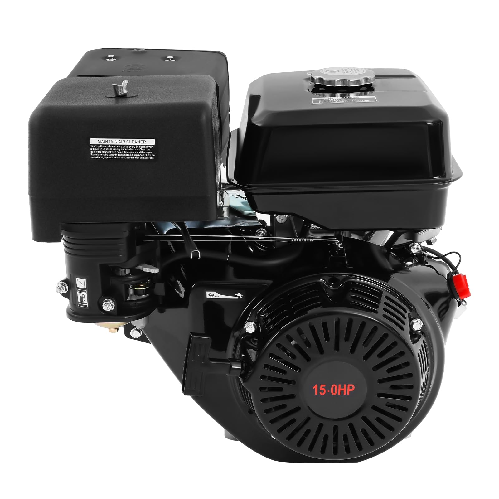 Ureggvbu Black 15Hp Petrol Engine, 4 Stroke Motor, 420Cc 3600 Rpm Go Kart Engine Equipped With An Oil Lack Alarm Function,