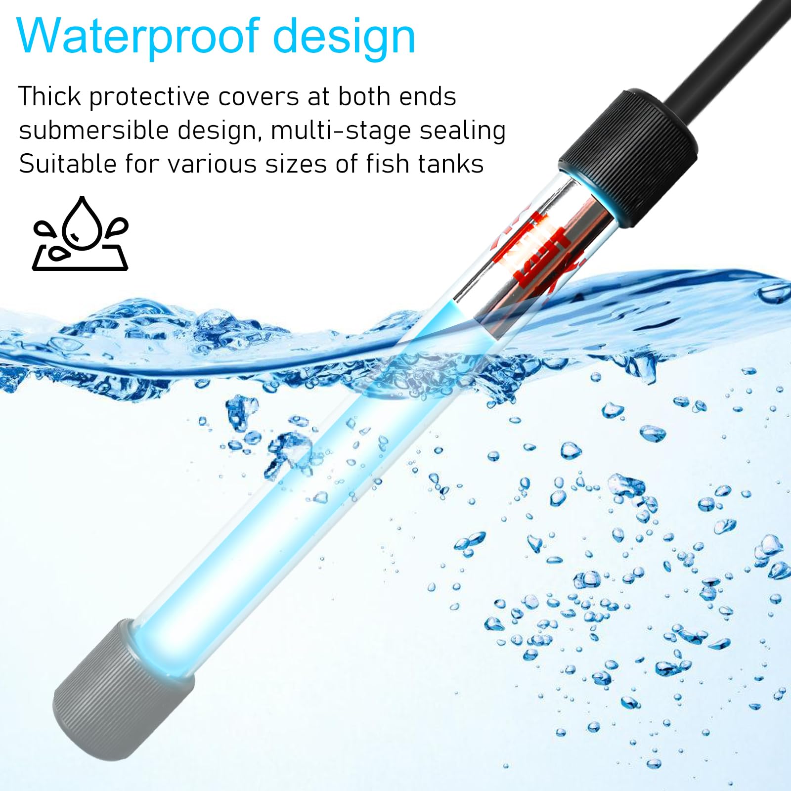 Lampe stérilisateur UV pour aquarium avec minuteur 13 W - Clarificateur d'eau UV contre les algues et les bactéries - Lumière UV pour bassin filtrant, étang, piscine, aquariums - Lampe de