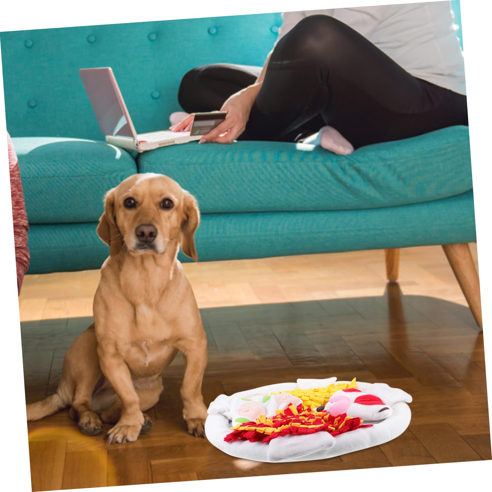 BESPORTBLE Tappetino Snuffle per Cani Forma Pizza in Polar Fleece per Allenamento Alimentare Lento e Masticazione