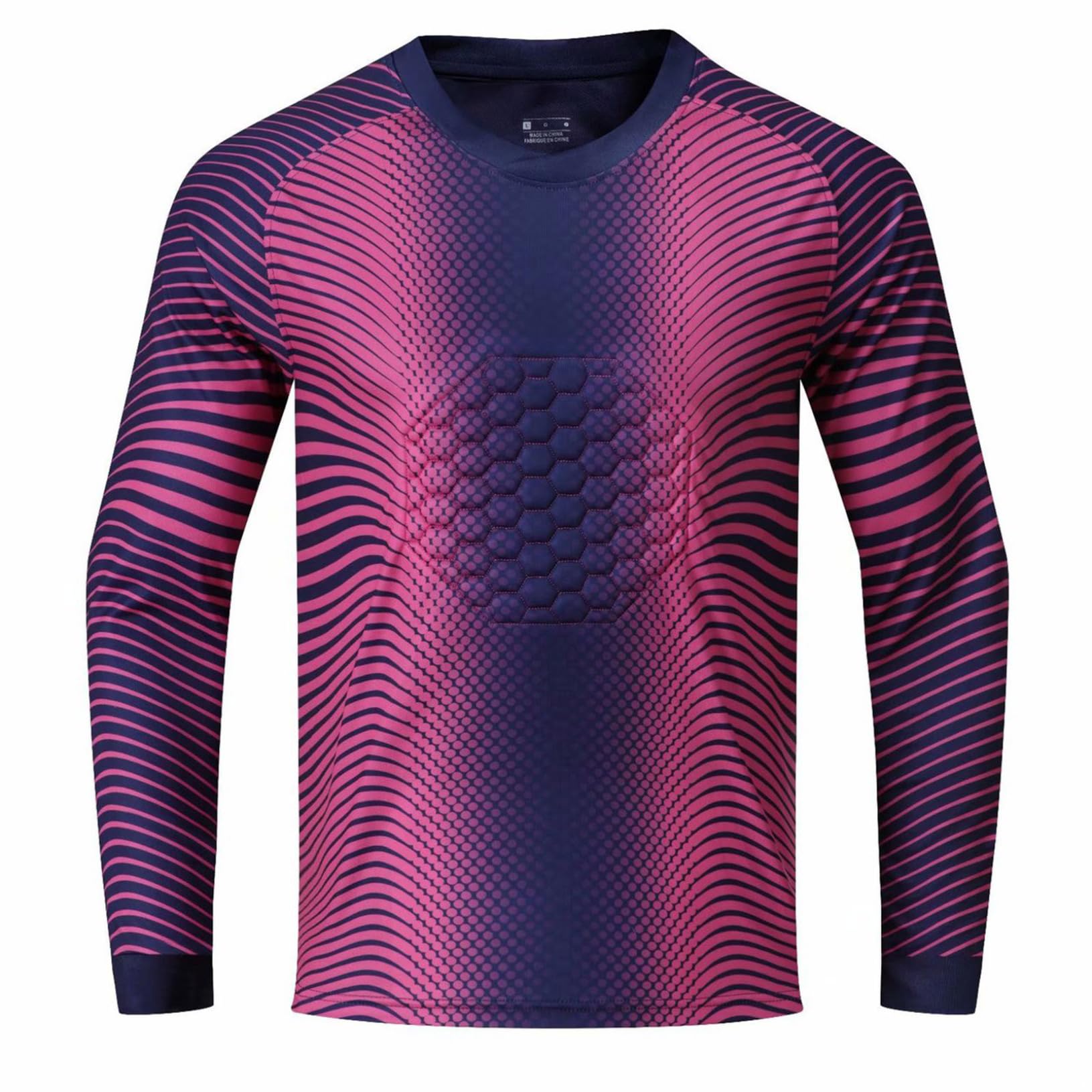 Yeahdor Kids Goalie Shirt Soccer Goalkeeper Jersey Long Sleeve Football Training Uniform Sport Workout Activewear Navy Blue&Hot Pink 5-6 Years
