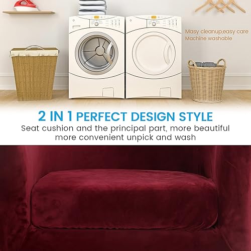 Miniatura 5 de MIFXIN 2 fundas de terciopelo para silla de bañera con funda de cojín, fundas elásticas suaves para silla de club, sillón, protector de muebles para