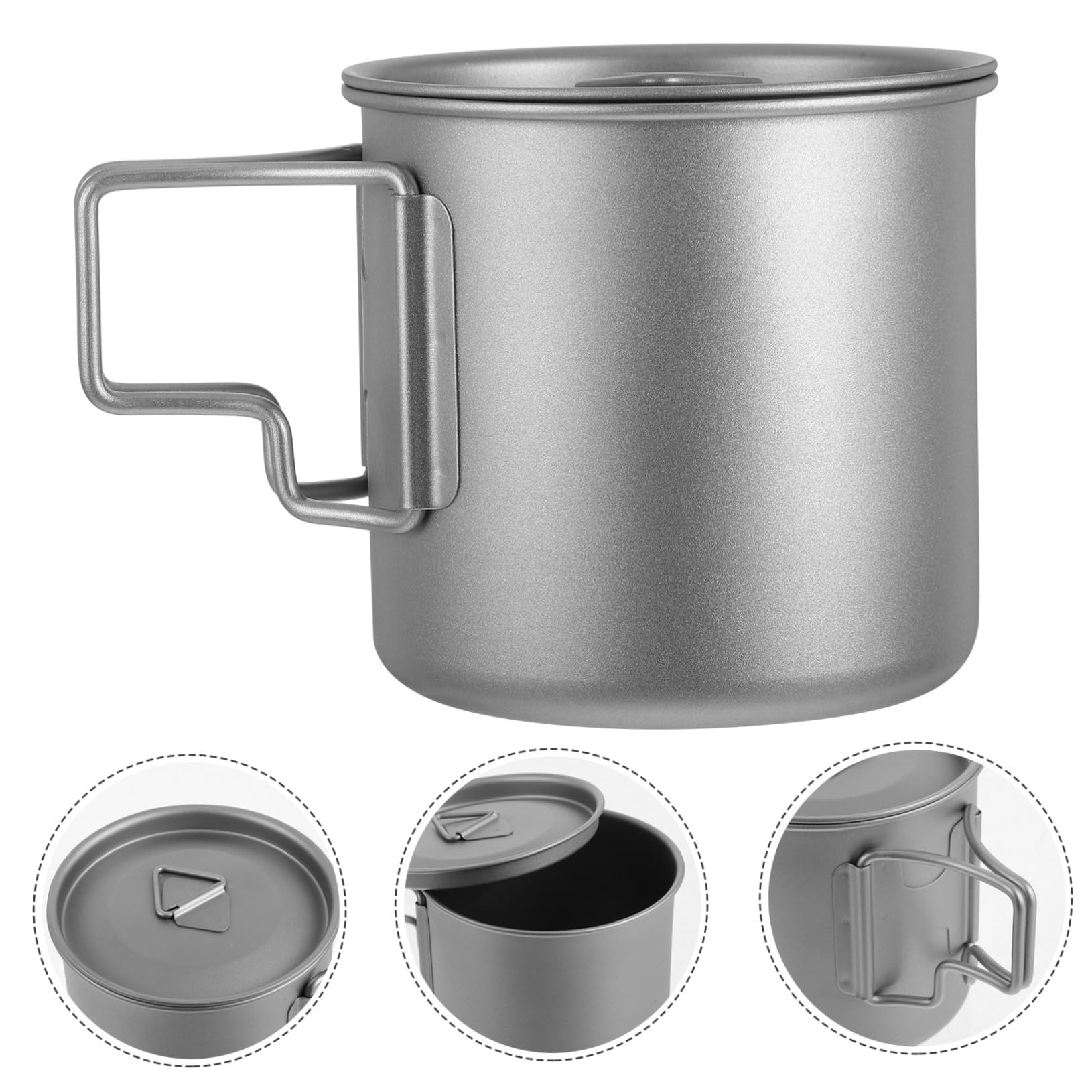 Titanium Camping Becher mit Faltbarem Griff Einlagig für Schnelle Erwärmung Ultraleicht und Kompakt Inklusive Aufbewahrungstasche für Outdoor Wandern Picknick und Backpacking