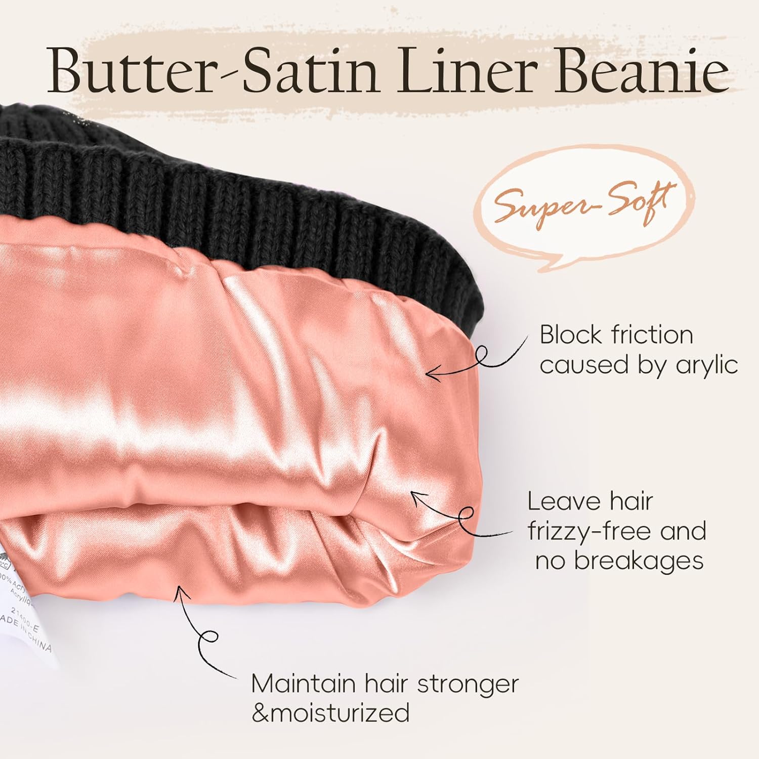 Womens Satin Lined Beanie Knit Winter Hats for Women Men Silk Lining Soft Warm Cuffed Beanie Skull Stocking Cap - Image 4