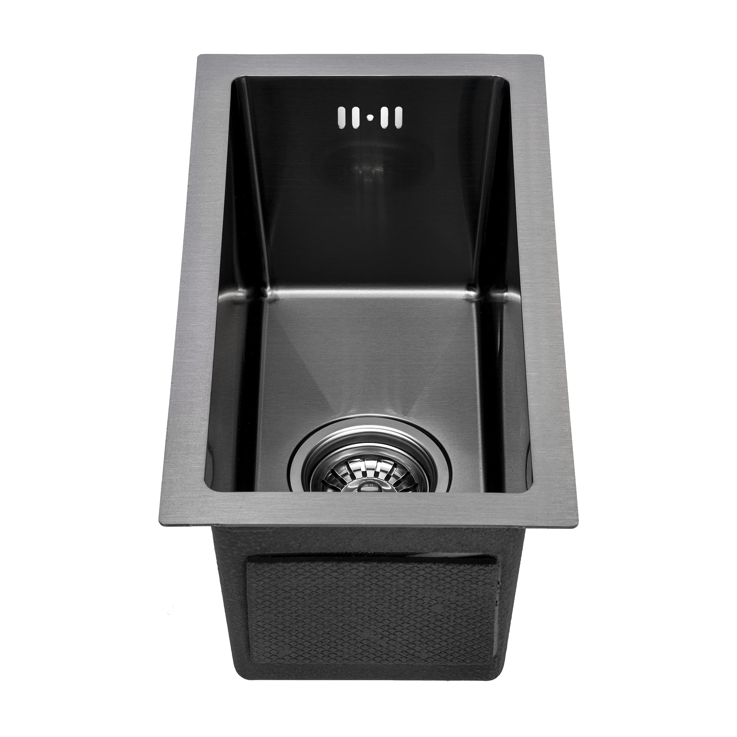 Fregadero para cocina 240x440x200mm Negro - Acero inoxidable antracita - Acero inoxidable - Lavabo con sistema de drenaje de agua - Fregadero + ganchos de montaje