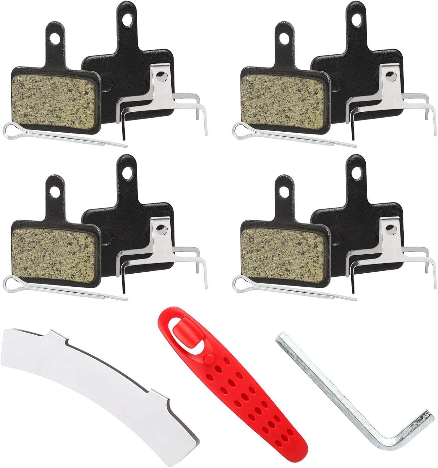 4 Pairs Bike Brake Pads, Bicycle Disc Brake Pads with Installation