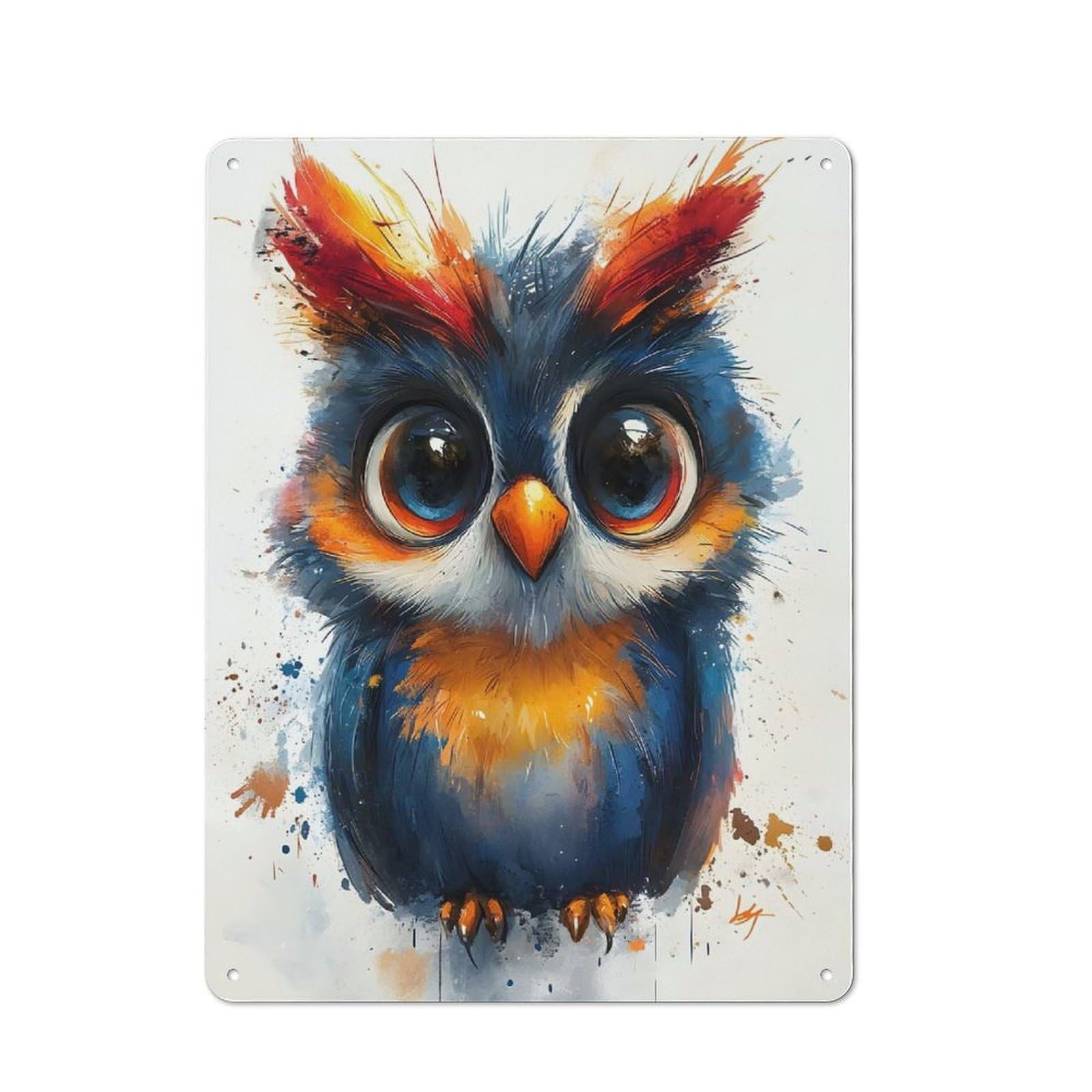 Junmoney Cute Watercolor Owl Shed Metal Sign With Design 40X30cm, Outdoor Room Shed Wall Decor For Shed, Garden Room, Porch Or Garage