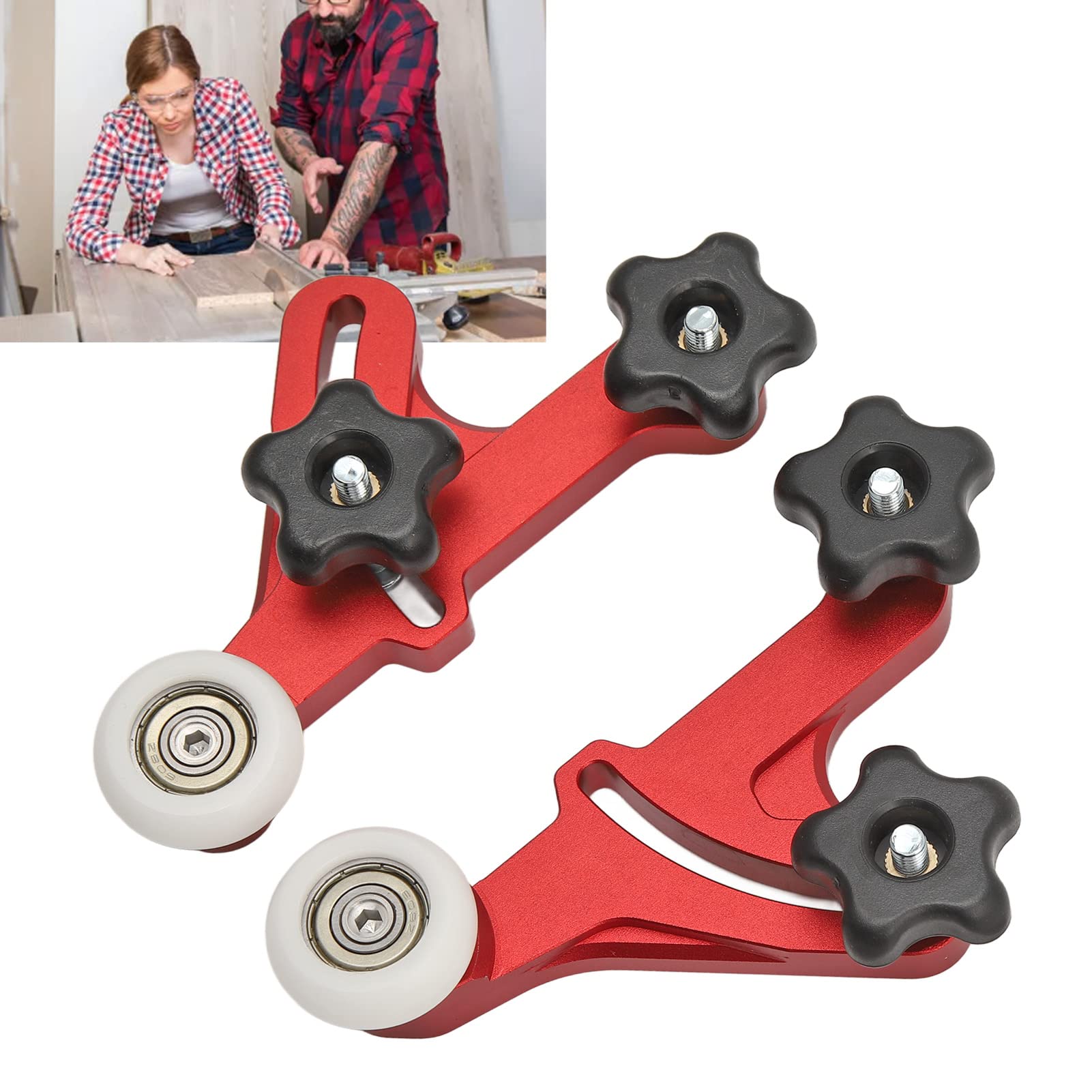 Zestaw pilarek stołowych Guide Premium ze stopu aluminium, regulowane rolki łożyskowe – podszewka prasowa do obróbki drewna, piła stołowa, piła taśmowa, maszyna do grawerowania, kolor czerwony, czarny