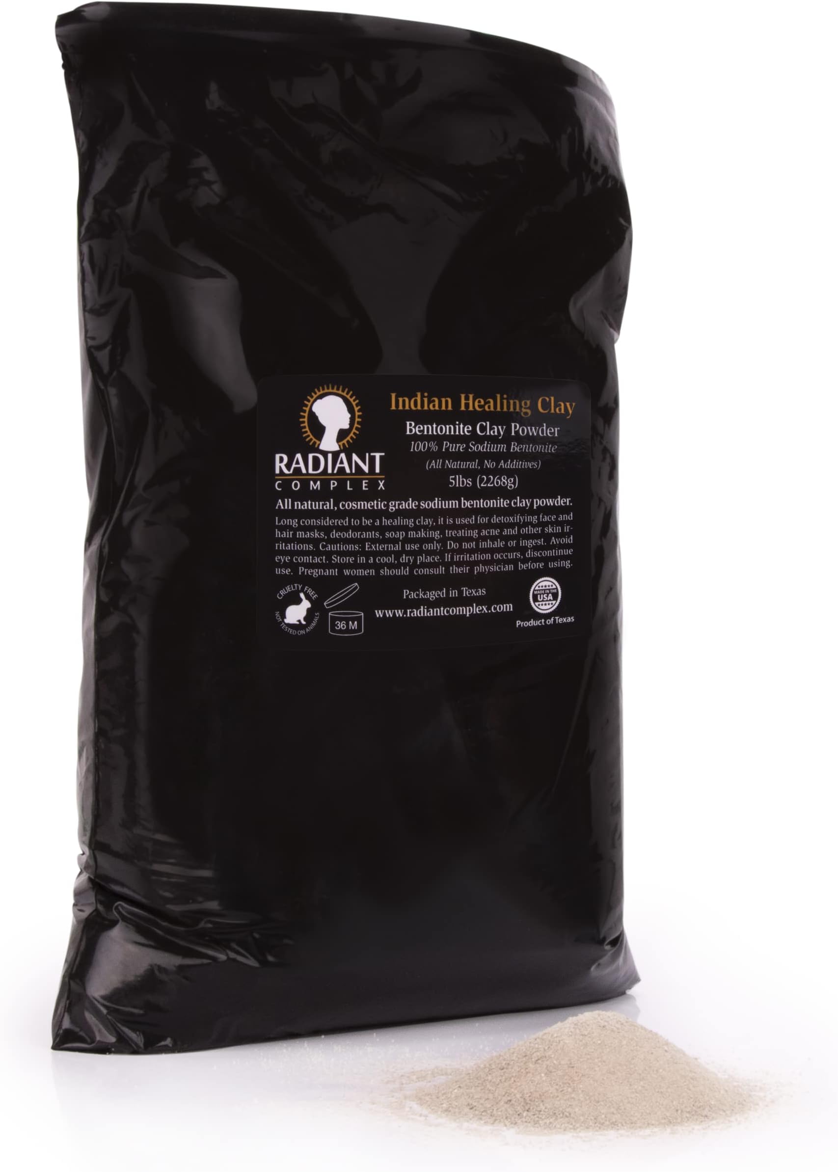 Sodium Bentonite Clay Powder - Indian Healing Clay - 100% Pure Sodium Bentonite - DYI Clay Face Mask - 5 lbs