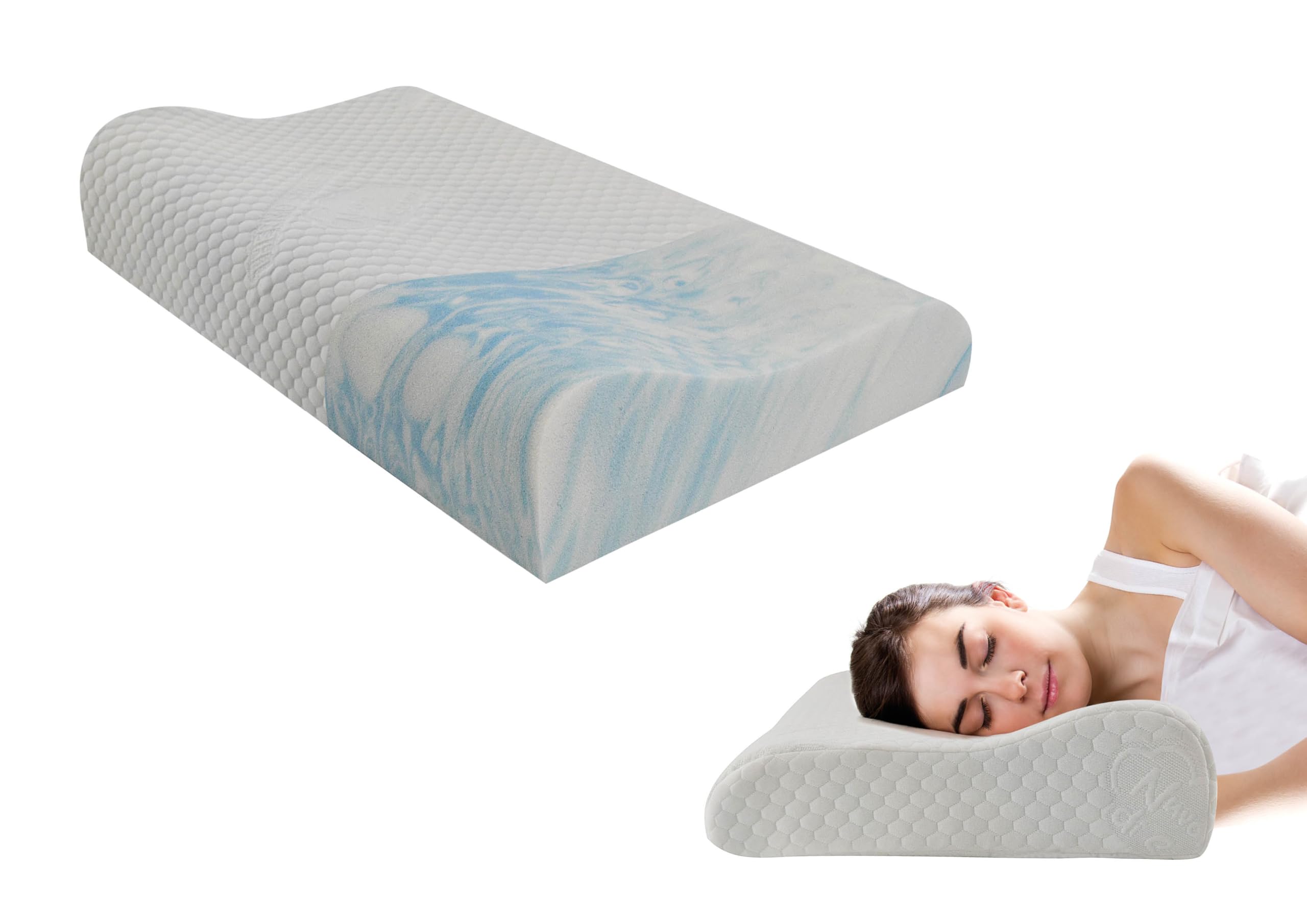 Kaysa Cuscino Cervicale Memory Foam HD Doppia Onda Ortopedico | Guanciale Traspirante da Letto, Rivestimento Lavabile, Ergonomico, Correttore per Collo, Made in Italy