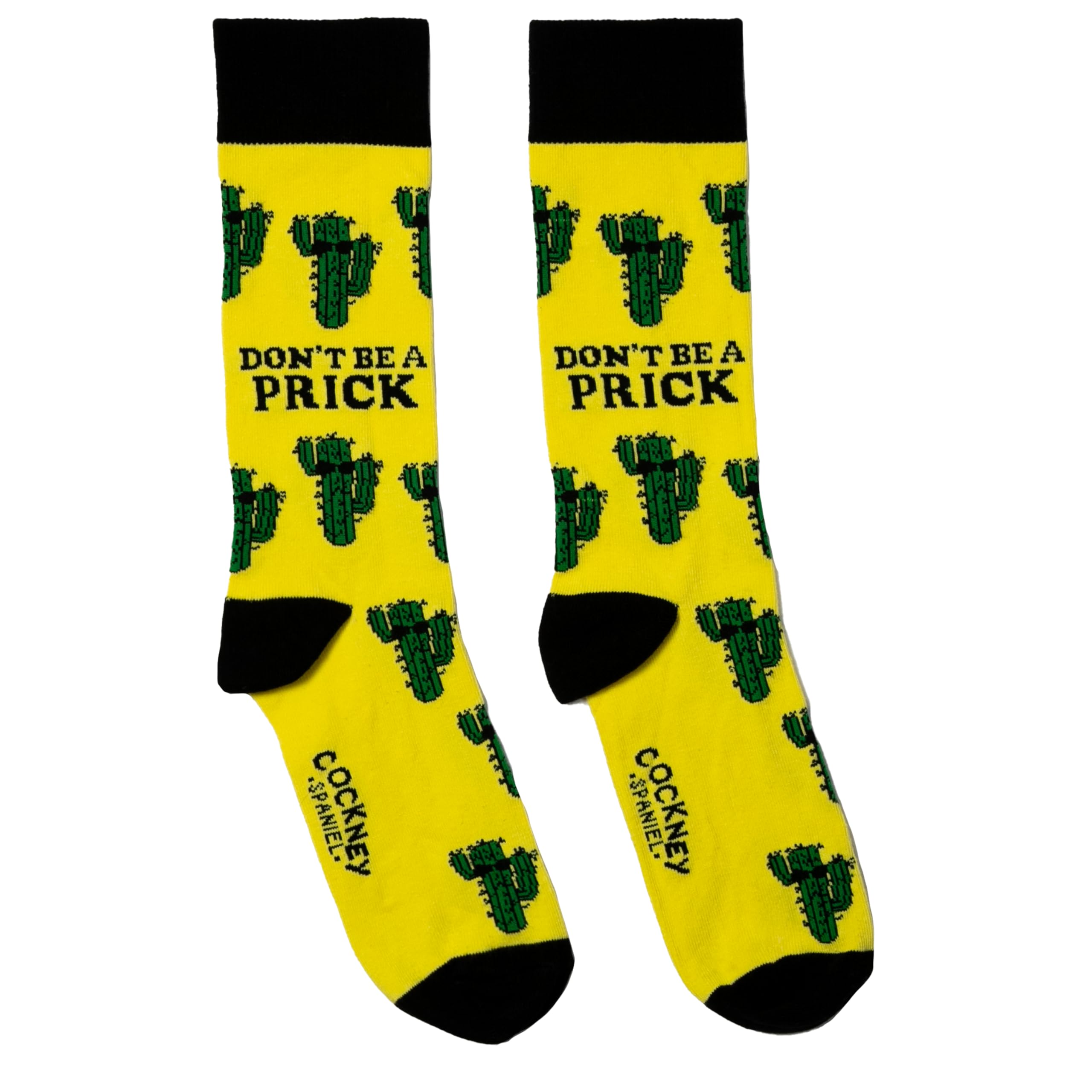 Cockney Spaniel 1 Pair of Men's Novelty Crew Socks, Size: UK 6-11 (EUR 39-46), Fun and Quirky Gift for Men (UK, Alpha, One Size, Regular, Regular, Yellow)