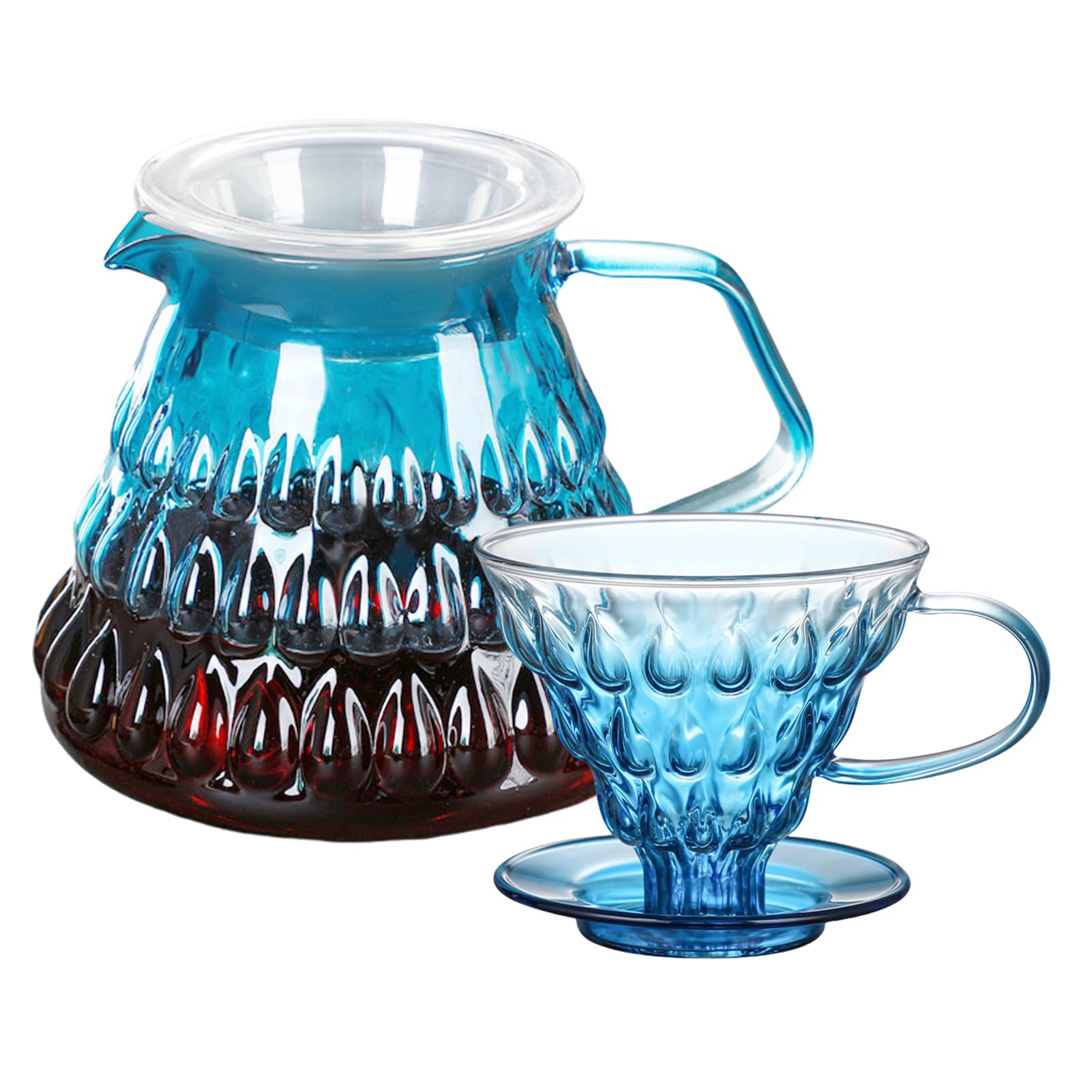 Juego de filtros de café de 700 ml con taza, jarra de café con filtro, verter sobre gotero de café, filtro de café reutilizable, verter sobre cafetera con cristal suministrado para el hogar