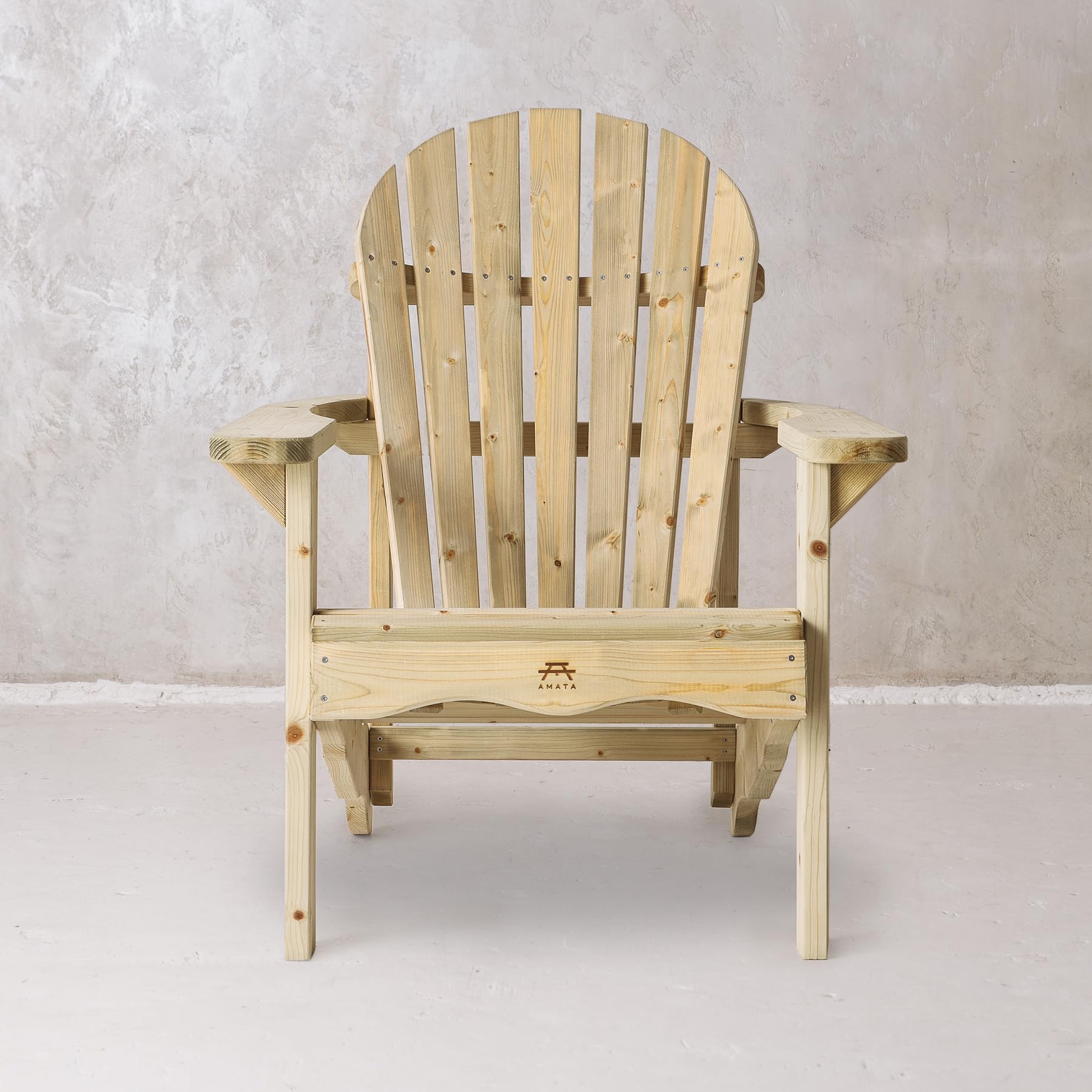 AMATA Silla Adirondack individual para exteriores, colección UNGURS, silla de madera resistente a la intemperie para patio, patio trasero y hogueras de jardín, ergonómica y duradera, diseño atemporal