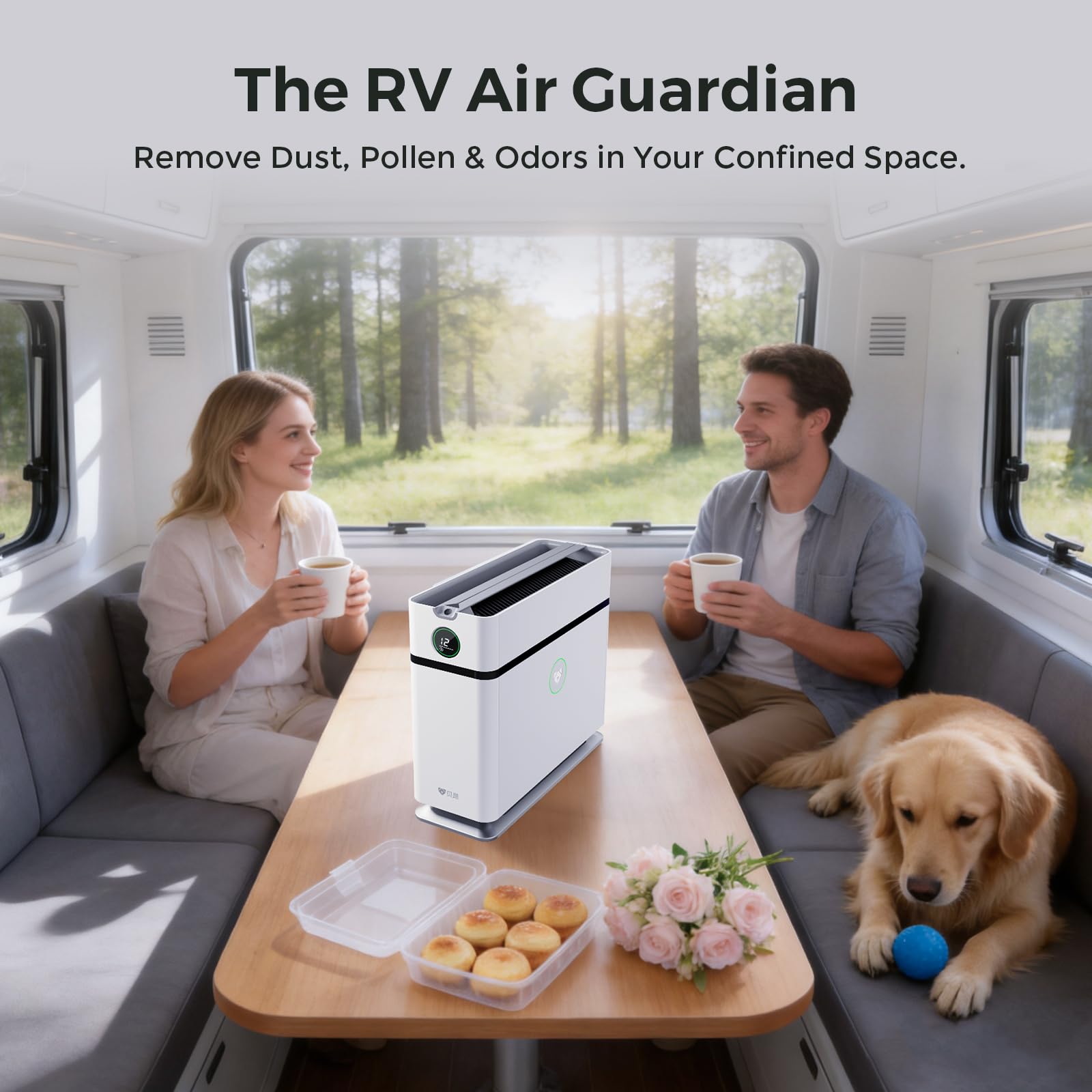 Airdog X1+ oczyszczacz powietrza do domu, technologia TPA do 20 razy skuteczniejsza niż HEPA, przenośny oczyszczacz powietrza do kampera z 3 trybami, sterowanie aplikacją dla alergików, zanieczyszczeń