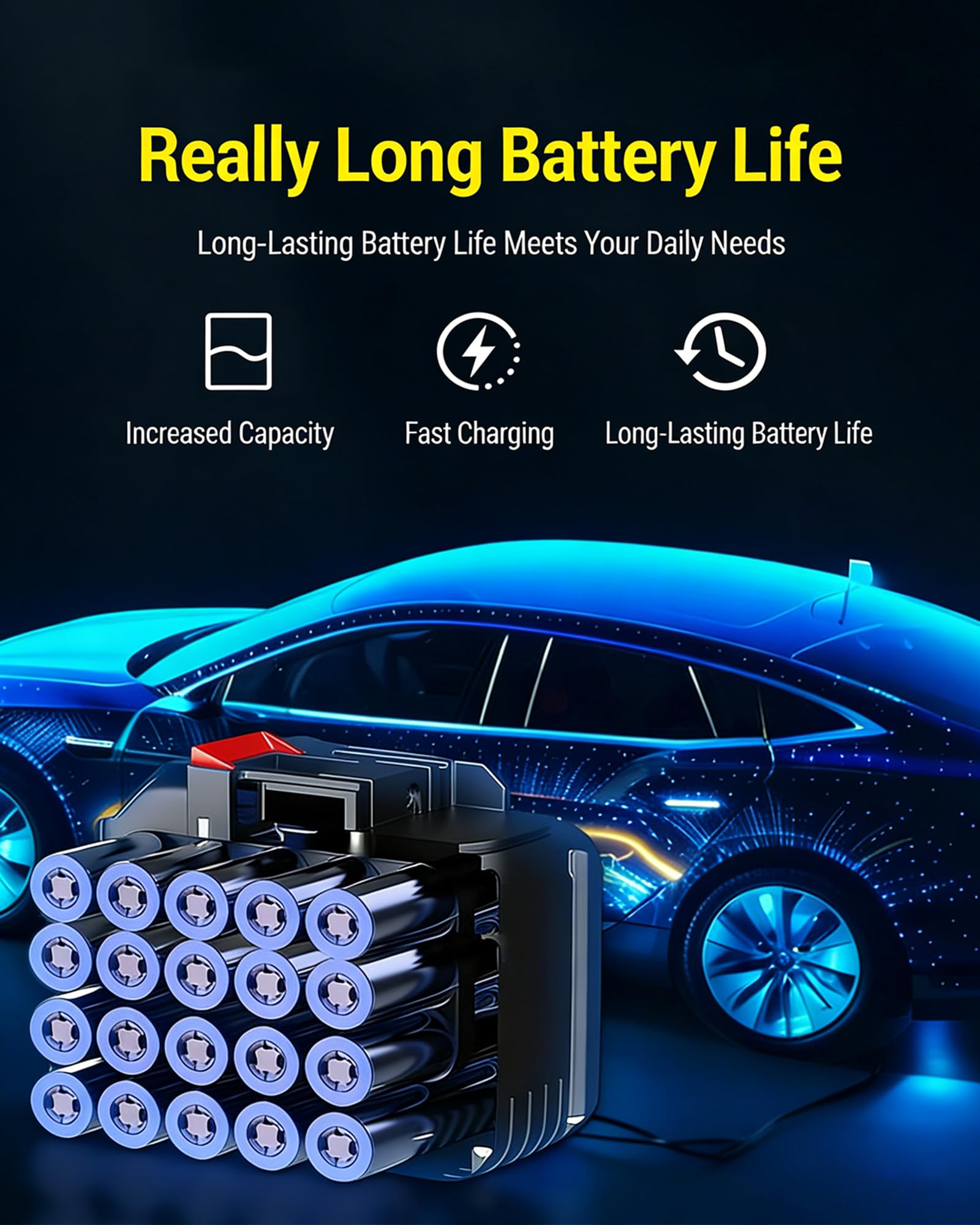 Motoazada Eléctrica Inalámbrica de 1380W, Volteadora de Tierra Plegable con Mango Ajustable, 25Cm de Profundidad de Labranza, 10Cm de Ancho, 4 Cuchillas de Acero Al Man Yellow (2 Units, 10 Batteries)