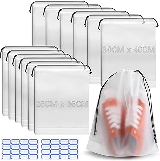 12 Stück Schuhbeutel Reise Schuhtaschen Schuhsack PE Reisen Gadgets Shoe Bag Travel Essentials Koffer Organizer Schuhe Wasserdicht Stoff Reisetasche Flugzeug Reiseutensilien Zubehör Urlaub (2 Größen)