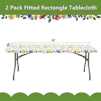 Vista 2 de Mantel elástico de vinilo para mesa rectangular de 6 pies, mantel ajustable con reverso de franela, mantel de plástico impermeable de 30 x 72