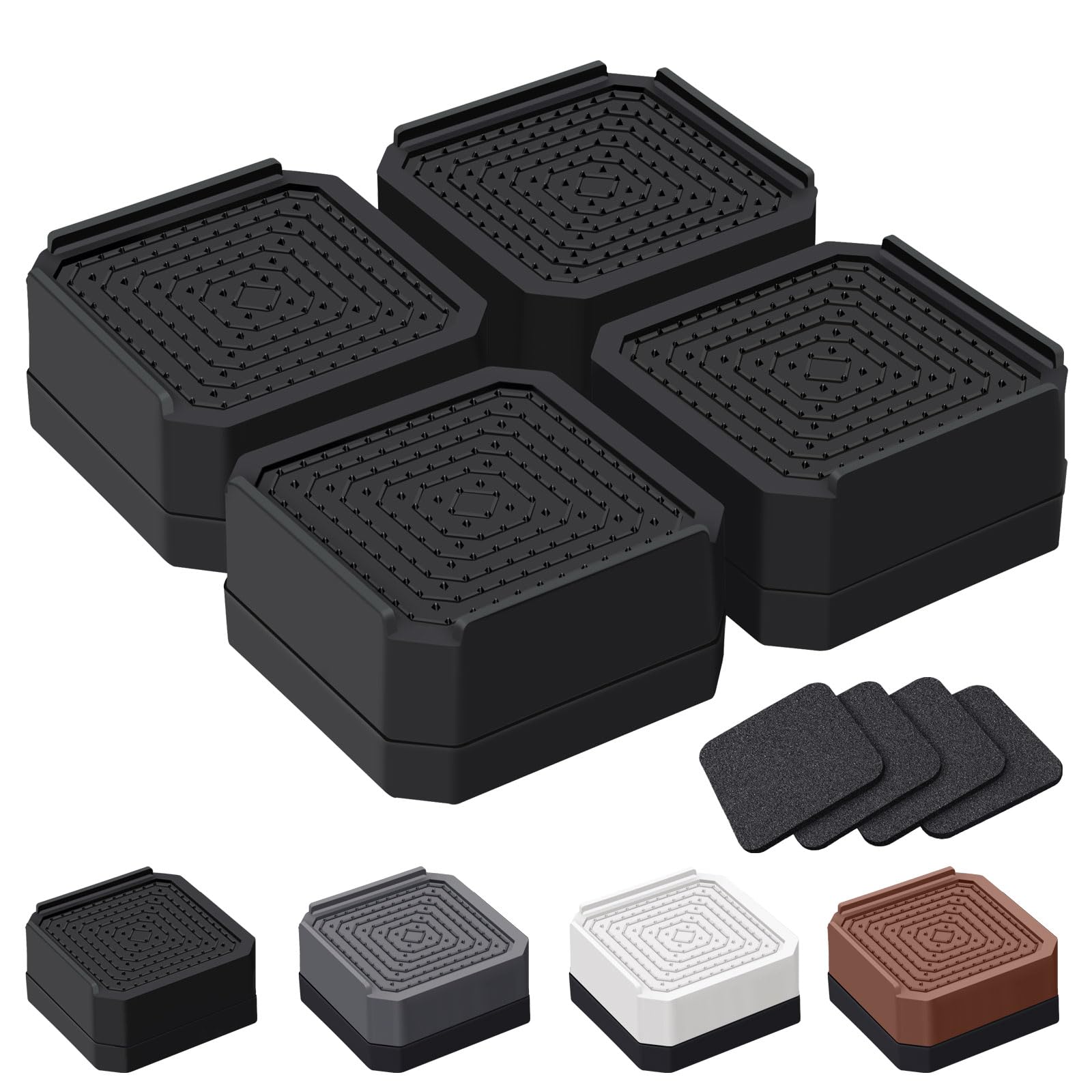 ANNKUT Elevadores de muebles de cama resistentes, bloques de soporte rectangulares ajustables para camas, escritorios, sofás, sillas, elevación de hasta 1.5 pulgadas, soporta hasta 4000 libras (negro)
