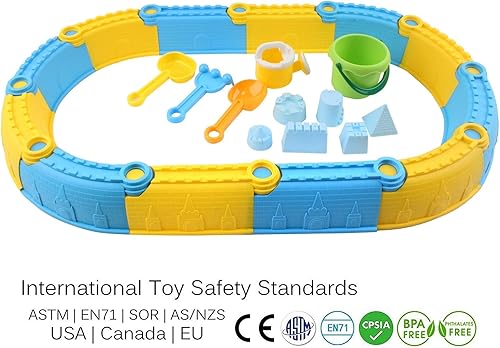 Miniatura 4 de Vokodo Juego de castillo de arena de juguete de playa de 23 piezas, incluye moldes, herramientas, cubo, pala, rastrillo y regadera, perfecto para