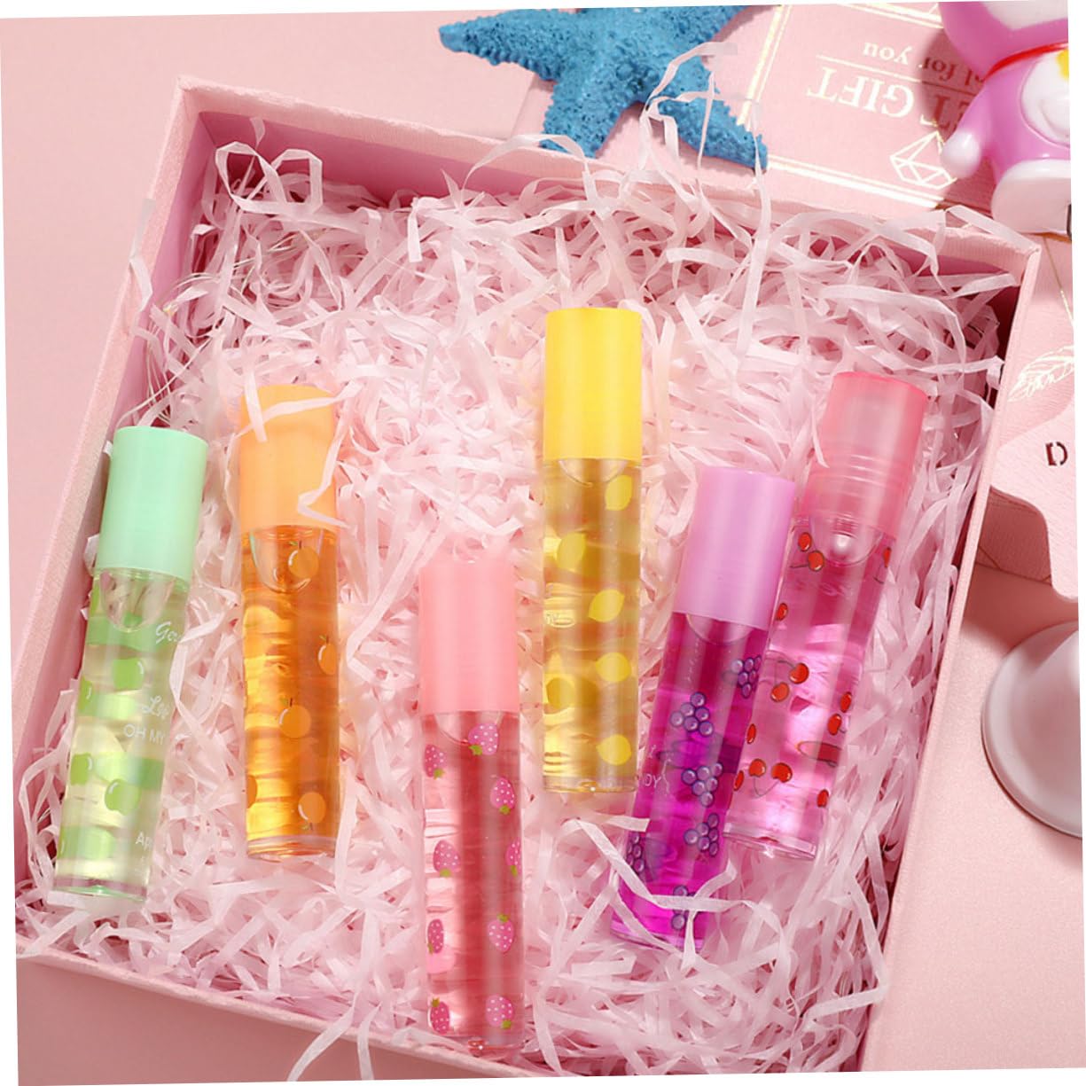Labiales Líquidos Transparentes 12 Piezas Diseño de Fruta Humectantes | Formato Portátil, Textura Ligera, Acabado Incoloro, para Mujeres, Obsequio de Invierno, Plástico y Líquido