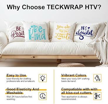 TECKWRAP HTV Heat Transfer Vinyl Bundle - 10 Pack 12 x 3FT HTV Vinyl Rolls for T-Shirts, Iron on Vinyl with 10 Assorted Colors