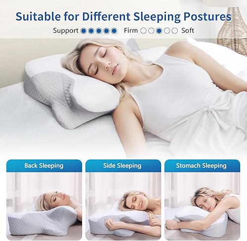 Miniatura 4 de Almohada cervical para aliviar el dolor de cuello, almohadas de espuma viscoelástica para dormir, almohada ergonómica para dolor de hombro, almohada
