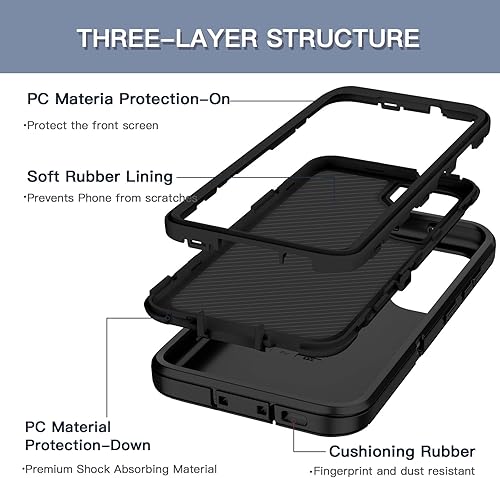 Miniatura 3 de Hucasok Funda compatible con Samsung Galaxy S23 a prueba de golpes, resistente, protección de cuerpo completo, resistente al polvo y caídas, funda