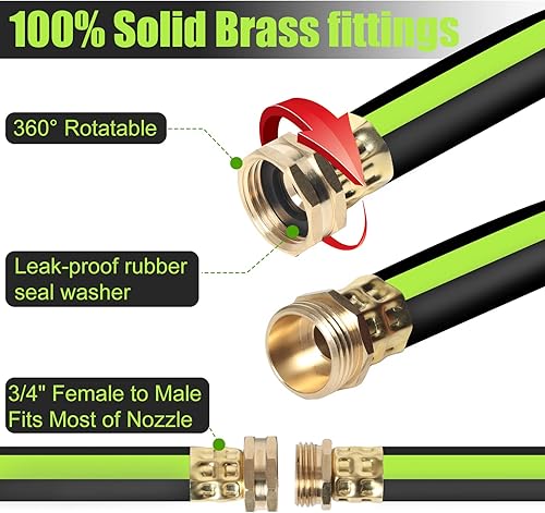 Miniatura 5 de SYEENIFY Manguera de jardín de 75 pies 58 pulgadas, manguera de agua resistente sin torceduras, manguera de jardín de goma flexible sin enredos para