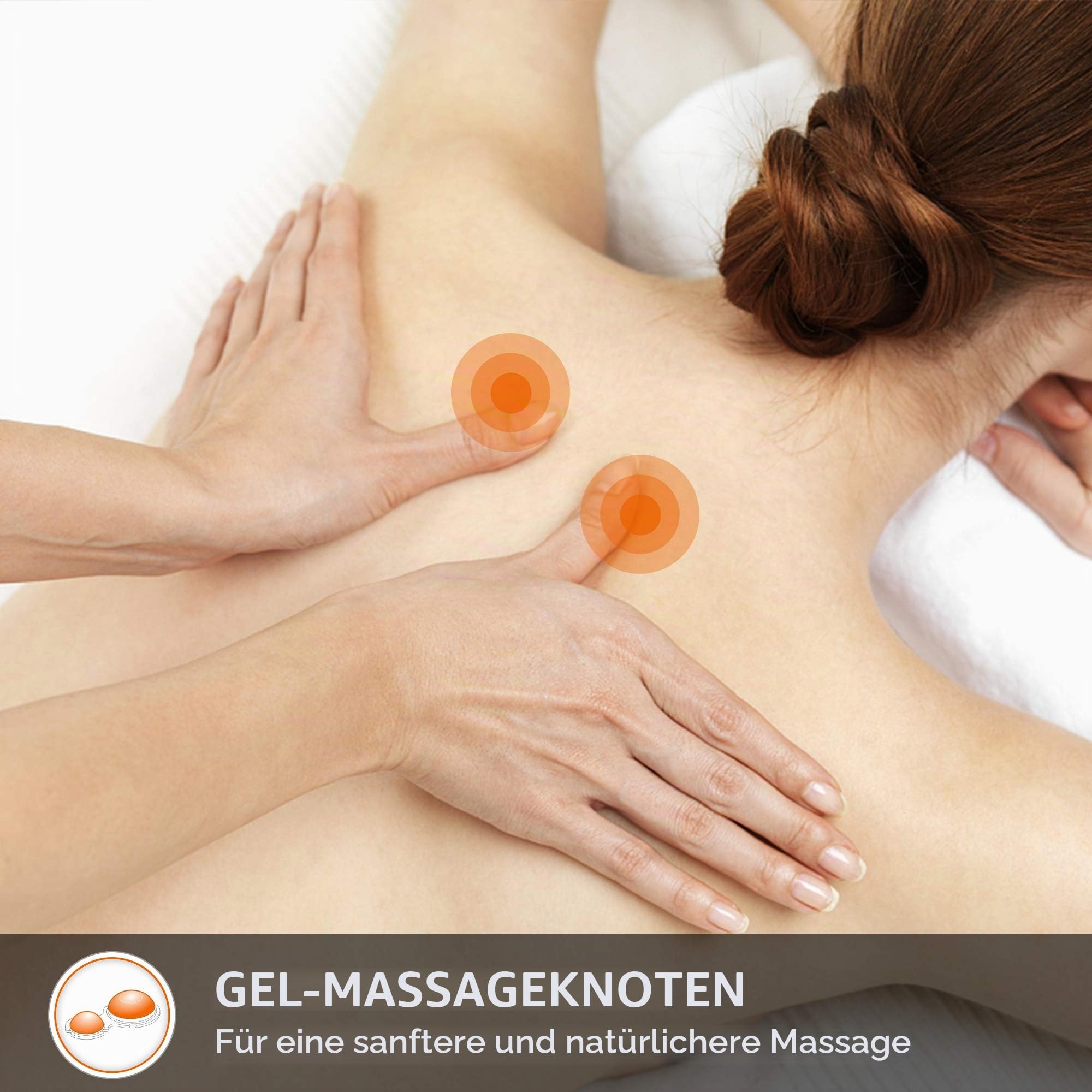 Snailax Massageauflage mit Gel-Massageknoten, Shiatsu Massagesitzauflage für Nacken und Schulter, Rückenmassaggerät mit Wärme, Geschenk