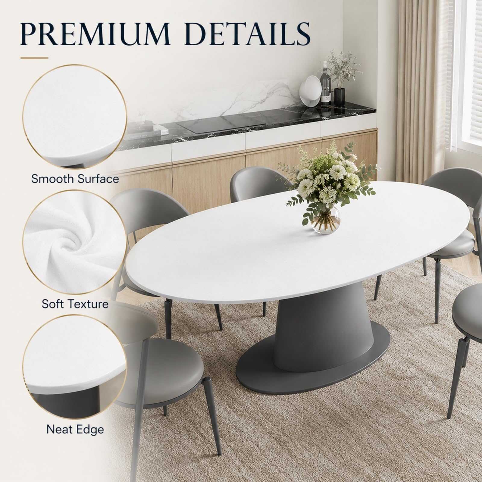 Morbuy Tovaglia Ovale con Elastico (Foglie nere,90x140cm)
